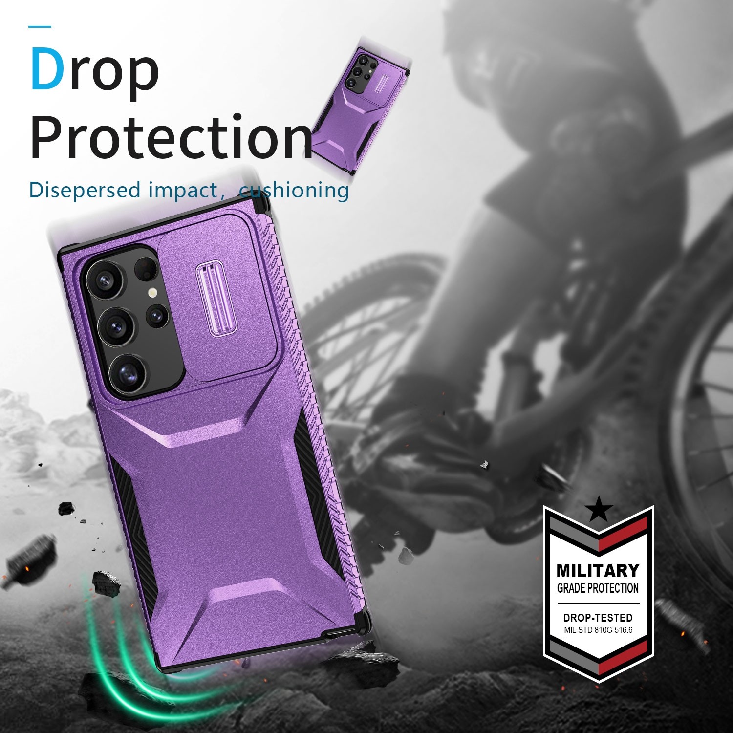Forcell Samsung Galaxy S24 Ultra 5G Sliding Camshield Θήκη Σκληρή - Purple