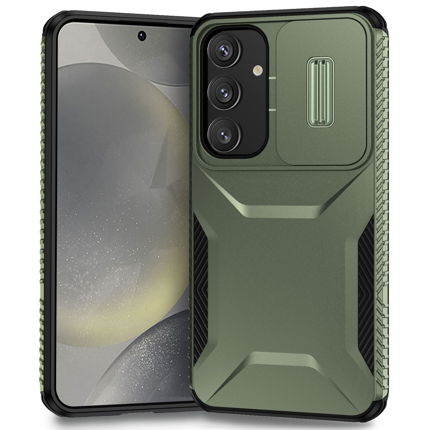 Forcell Samsung Galaxy S24 Plus 5G / S25 Plus 5G Sliding Camshield Θήκη Σκληρή - Alpine Green