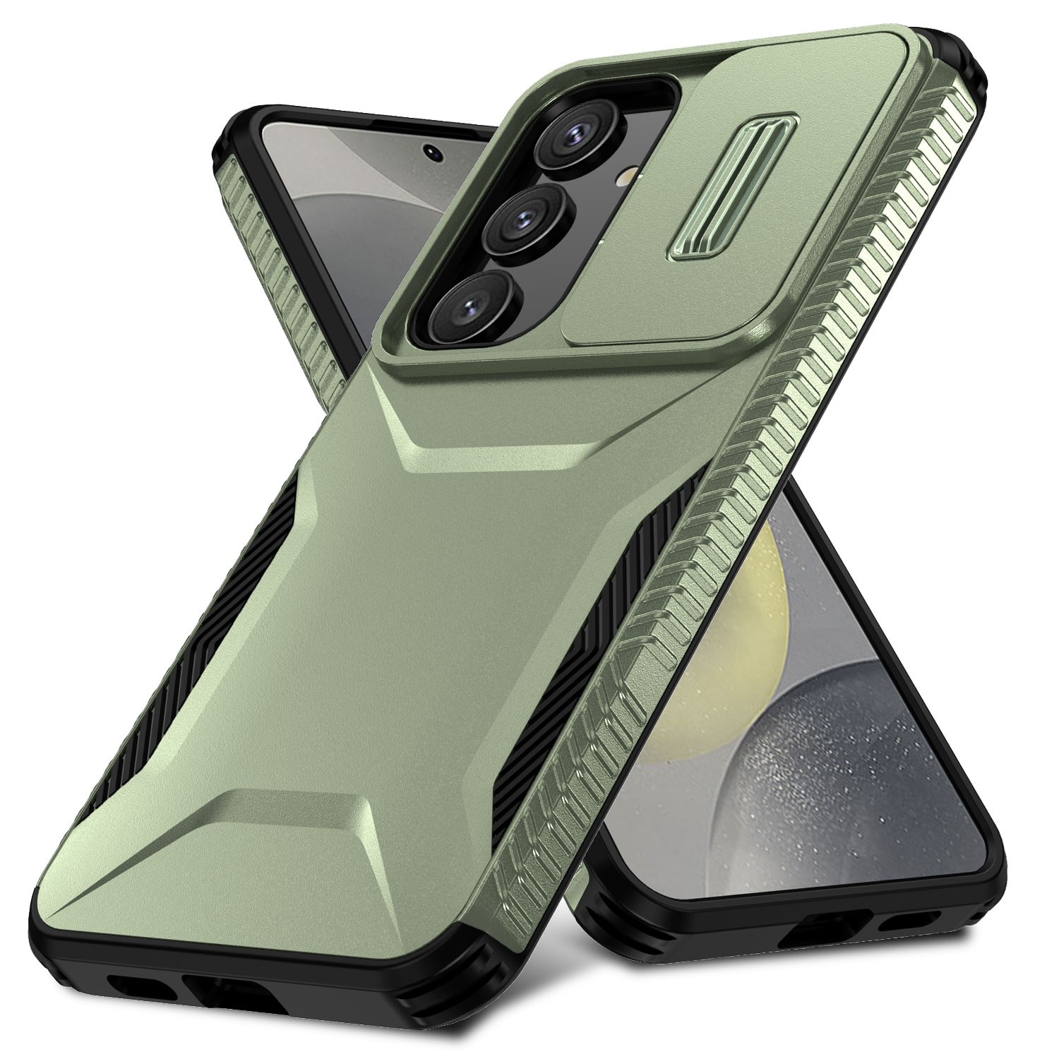 Forcell Samsung Galaxy S24 Plus 5G / S25 Plus 5G Sliding Camshield Θήκη Σκληρή - Alpine Green