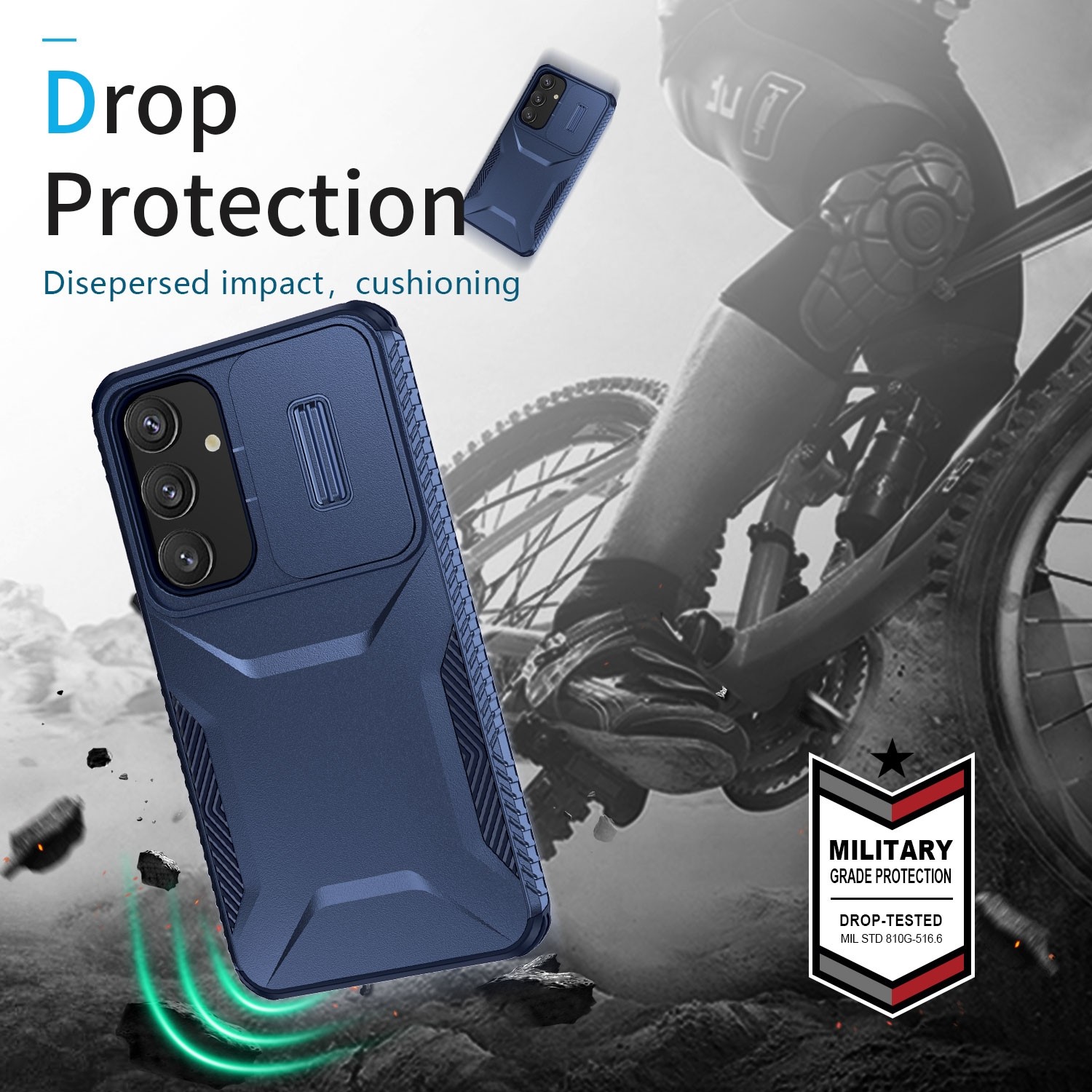 Forcell Samsung Galaxy S24 Plus 5G / S25 Plus 5G Sliding Camshield Θήκη Σκληρή - Blue