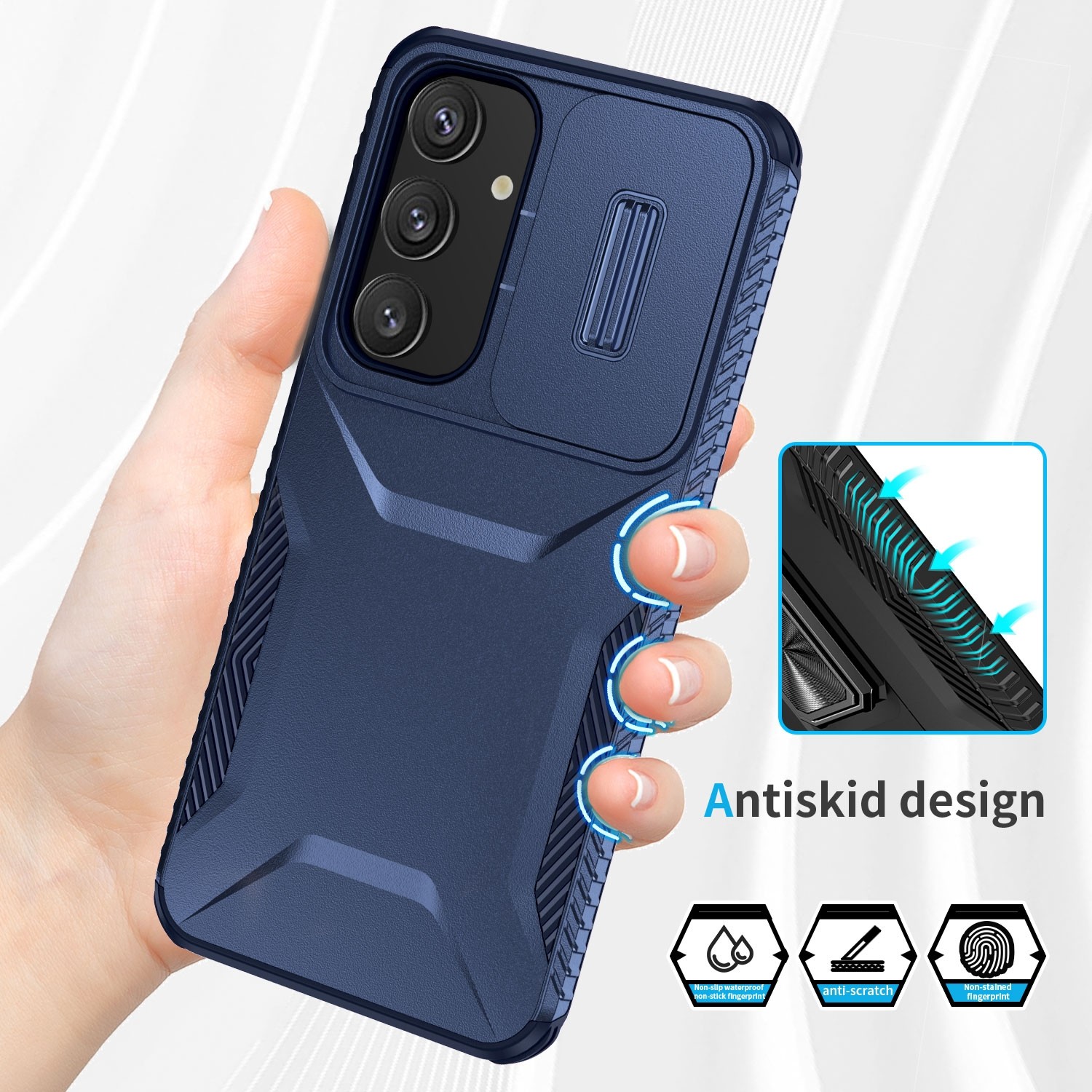 Forcell Samsung Galaxy S24 Plus 5G / S25 Plus 5G Sliding Camshield Θήκη Σκληρή - Blue