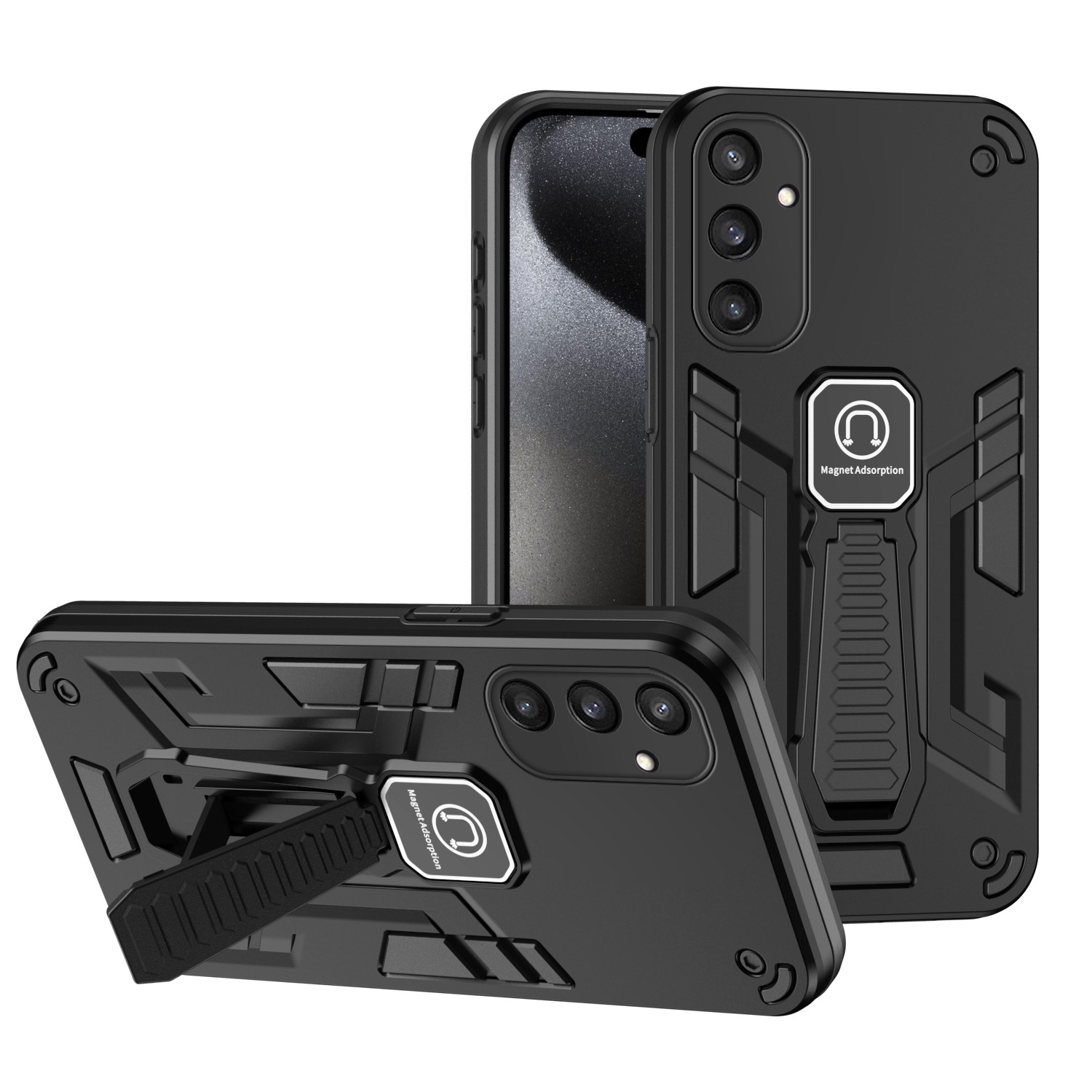 Forcell Samsung Galaxy S24 5G Shockproof Holder Θήκη Σκληρή - Black