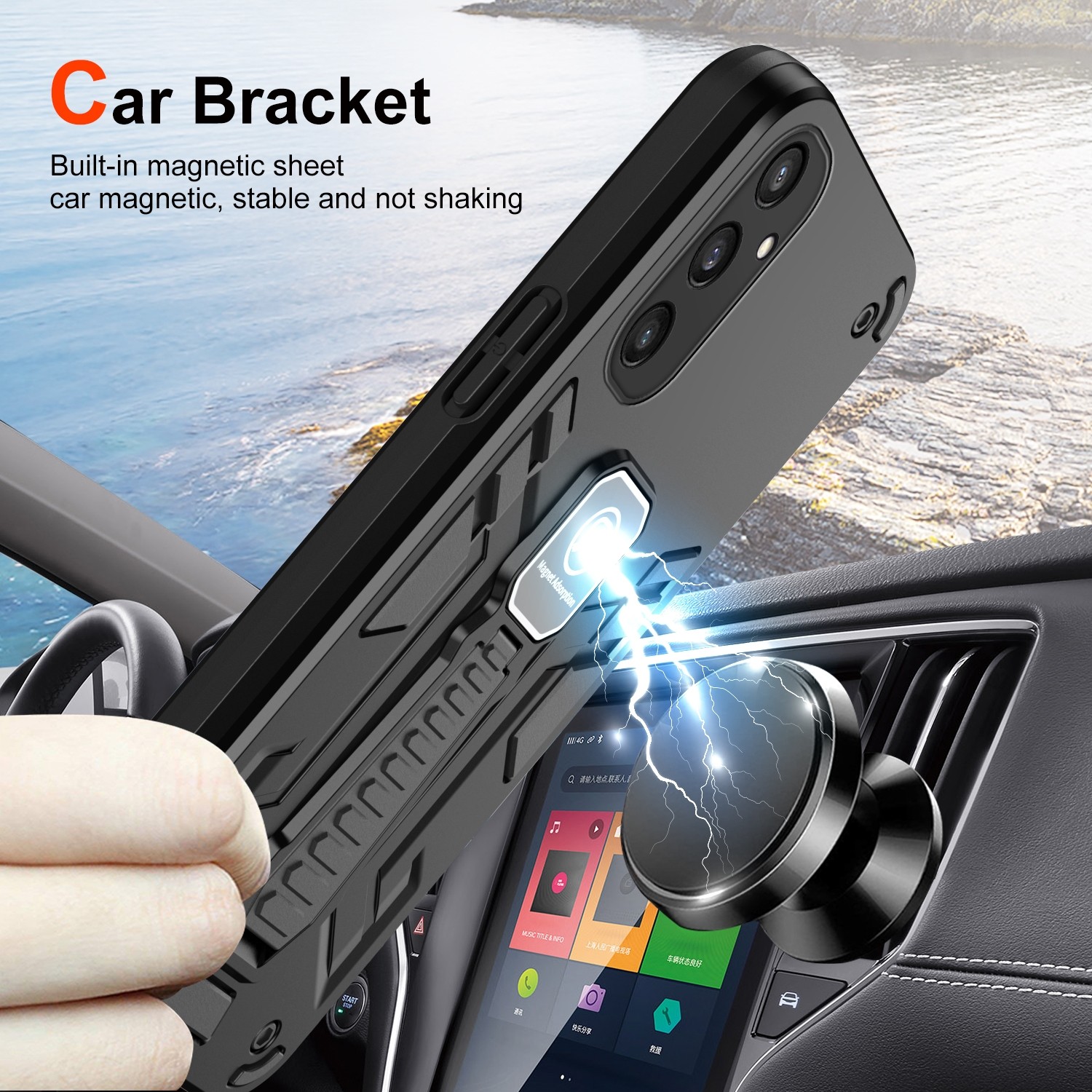 Forcell Samsung Galaxy S24 Plus 5G Shockproof Holder Θήκη Σκληρή - Black