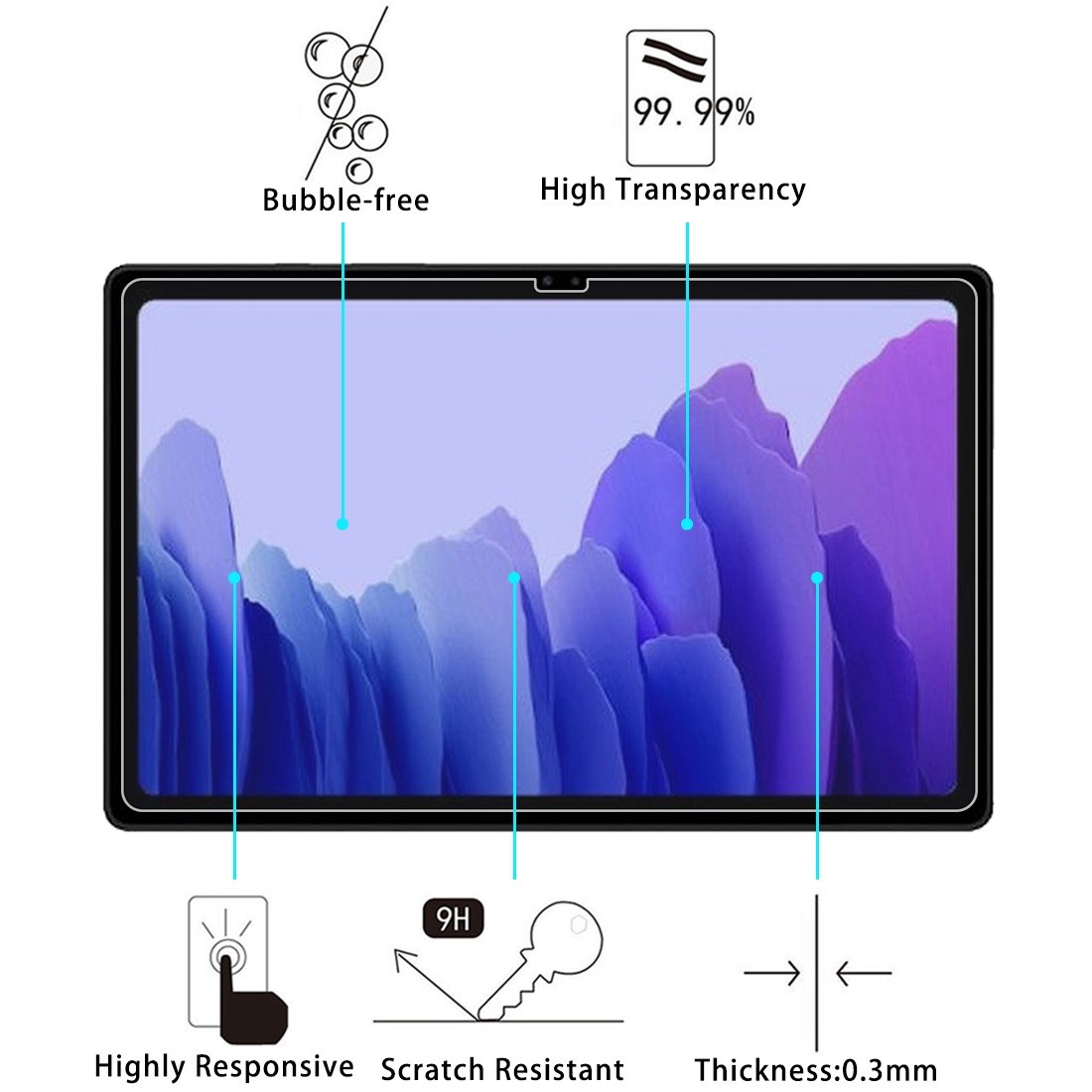 Samsung Galaxy Tab A7 10.4'' T500/T505 Προστατευτικό Τζαμάκι 2PCS 9H HD Explosion-proof Tempered Glass Film