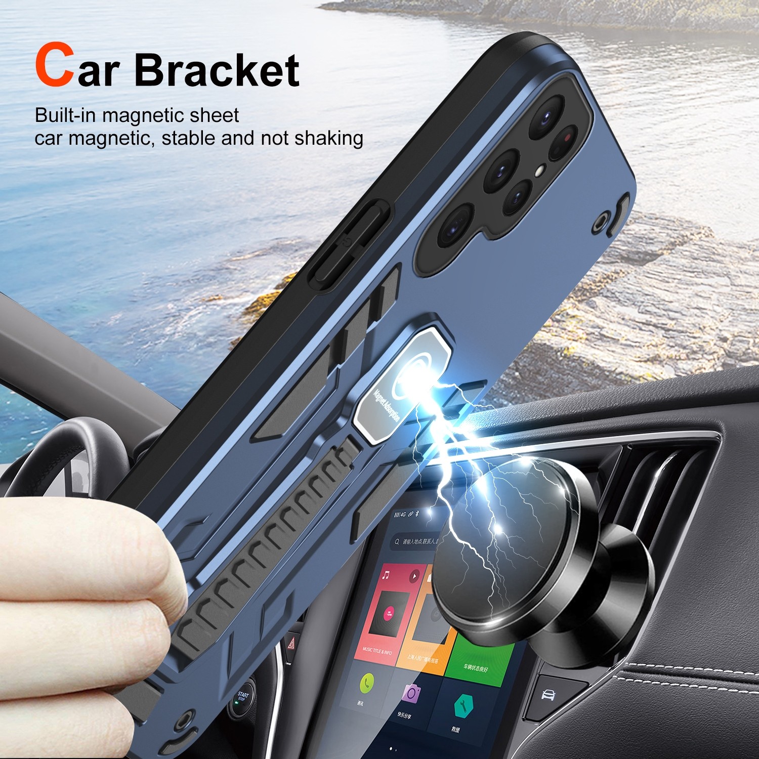 Forcell Samsung Galaxy S24 Ultra 5G Shockproof Holder Θήκη Σκληρή - Blue