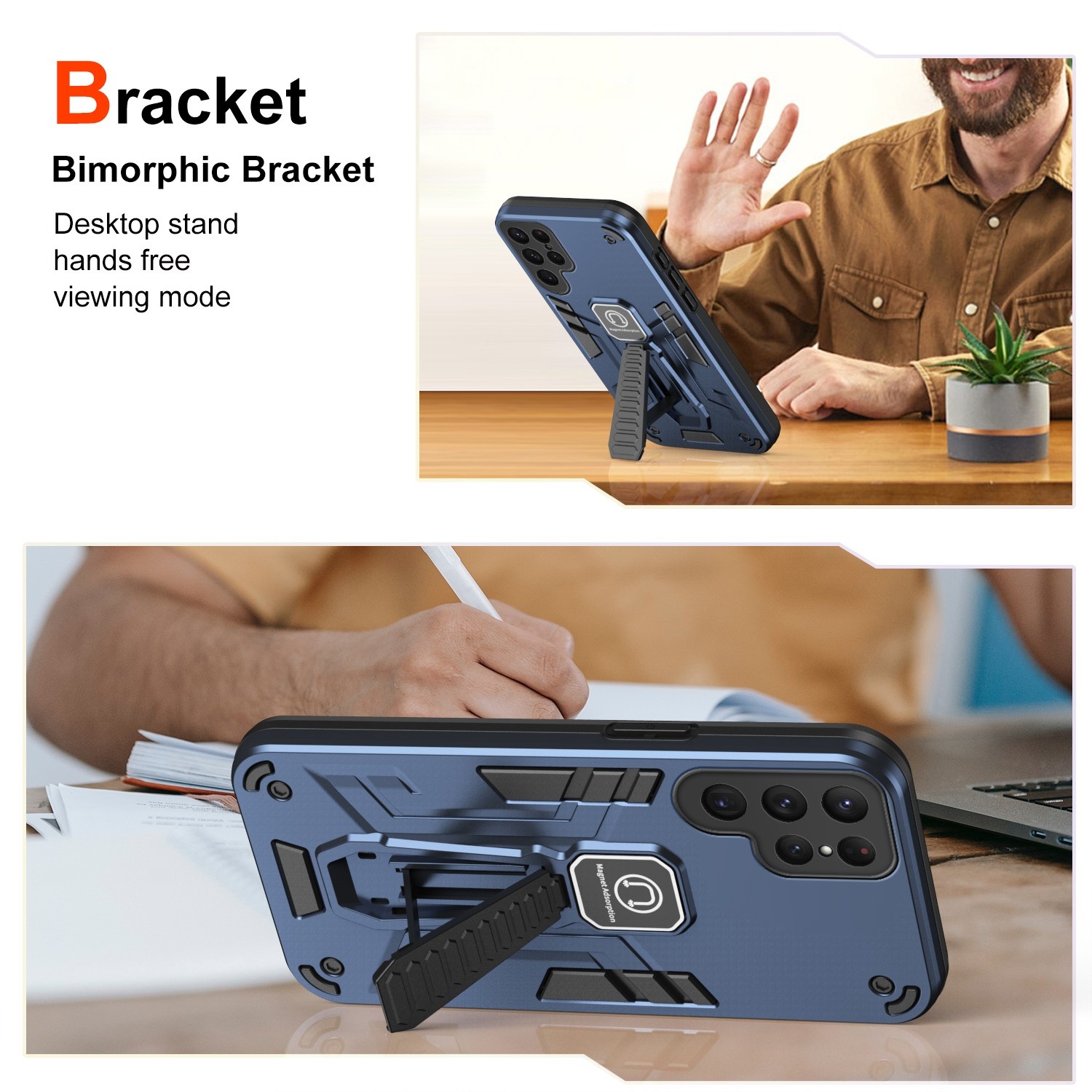 Forcell Samsung Galaxy S24 Ultra 5G Shockproof Holder Θήκη Σκληρή - Blue