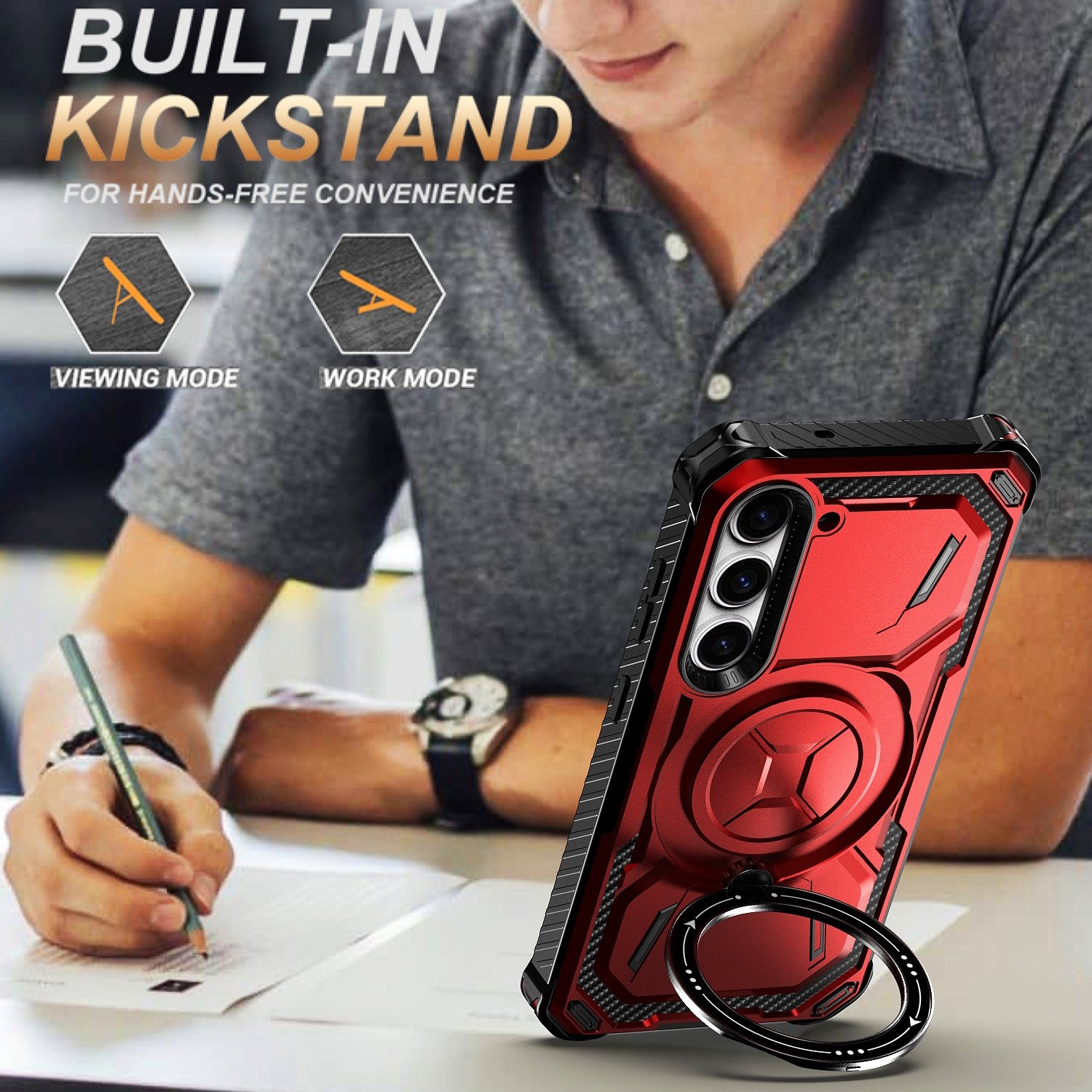 Forcell Samsung Galaxy S24 Plus 5G Armor Series Holder Θήκη Σκληρή - Blue