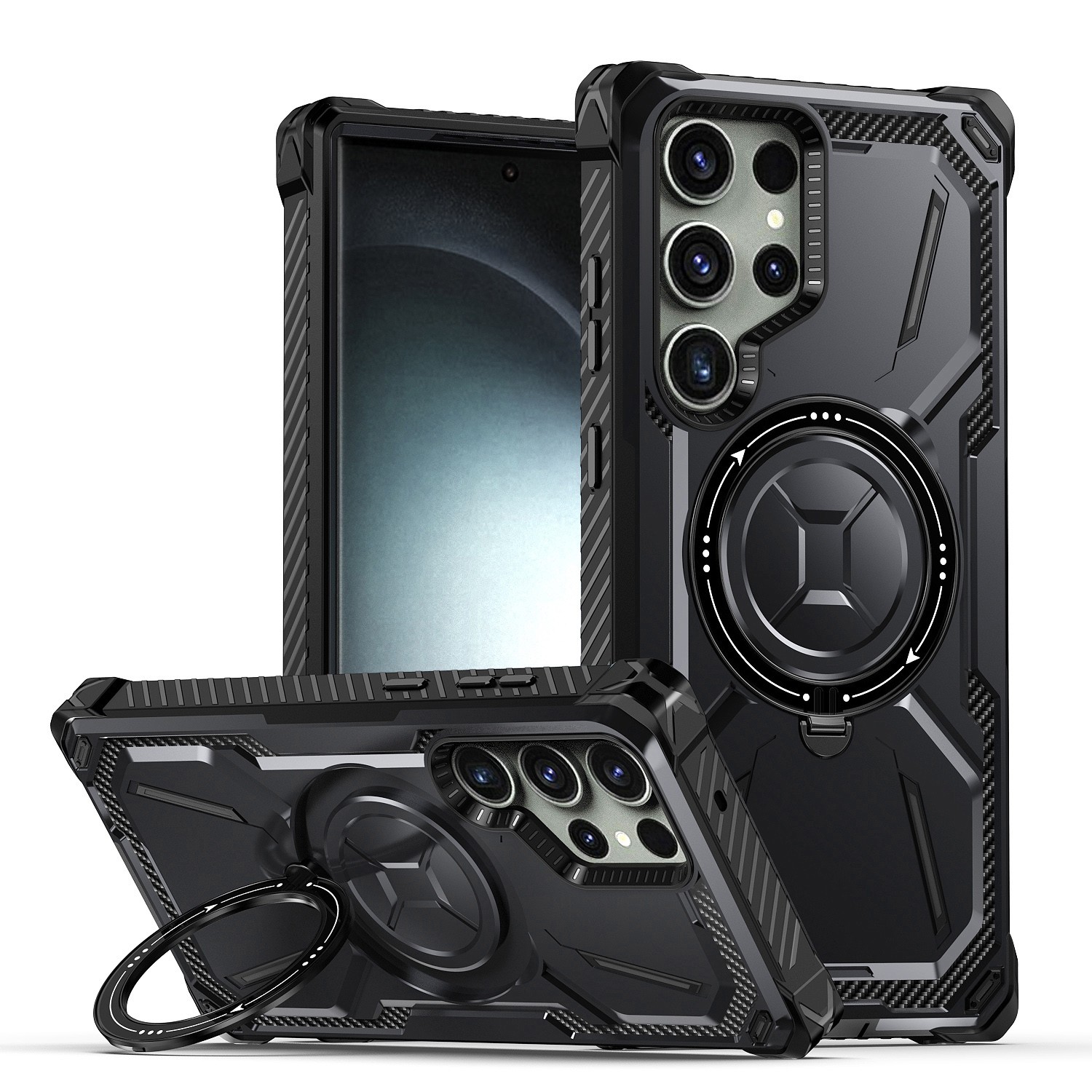 Forcell Samsung Galaxy S24 Ultra 5G Armor Series Holder Θήκη Σκληρή - Black