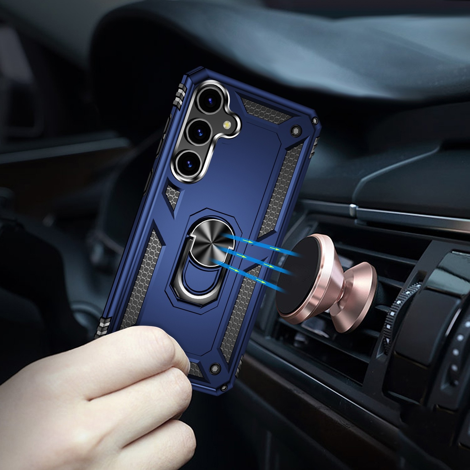 Forcell Samsung Galaxy S24 5G Shockproof Holder Θήκη Σκληρή - Blue