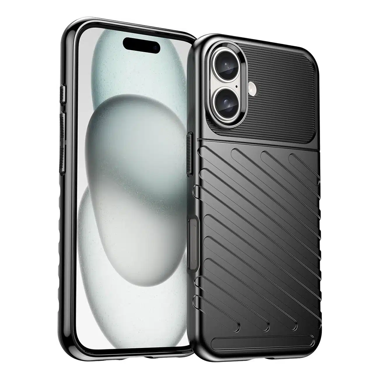Forcell iPhone 16 Plus Thunderbolt Shockproof Θήκη Σιλικόνης - Black