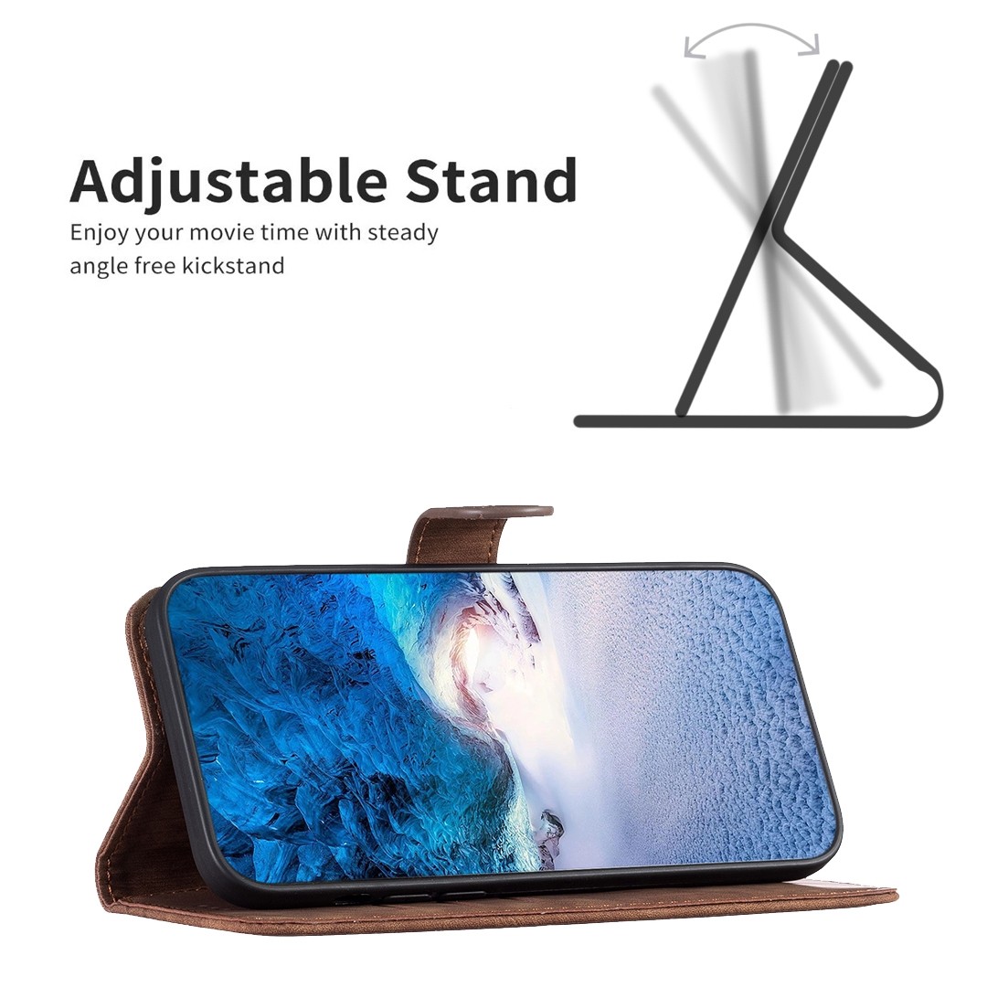 Tel1 Samsung Galaxy S24 5G Plaid Εmbossed Θήκη Βιβλίο - Brown