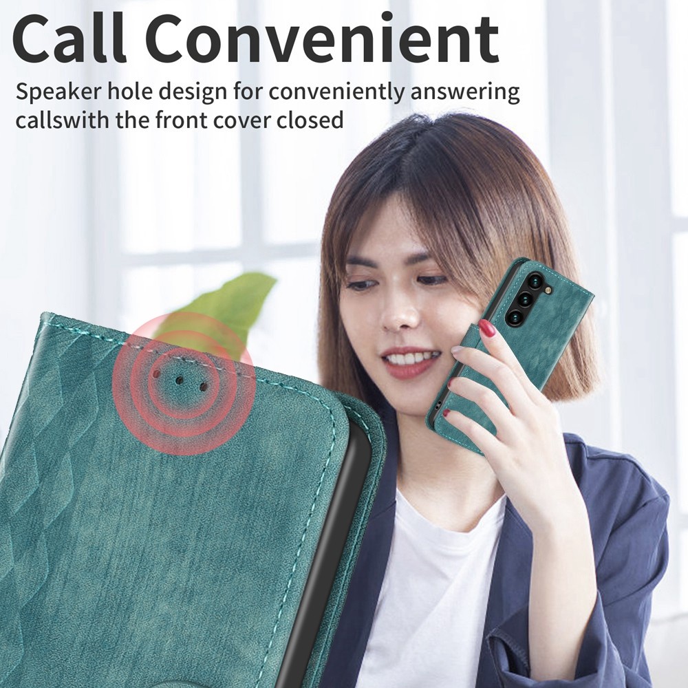 Tel1 Samsung Galaxy S24 5G Plaid Εmbossed Θήκη Βιβλίο - Green