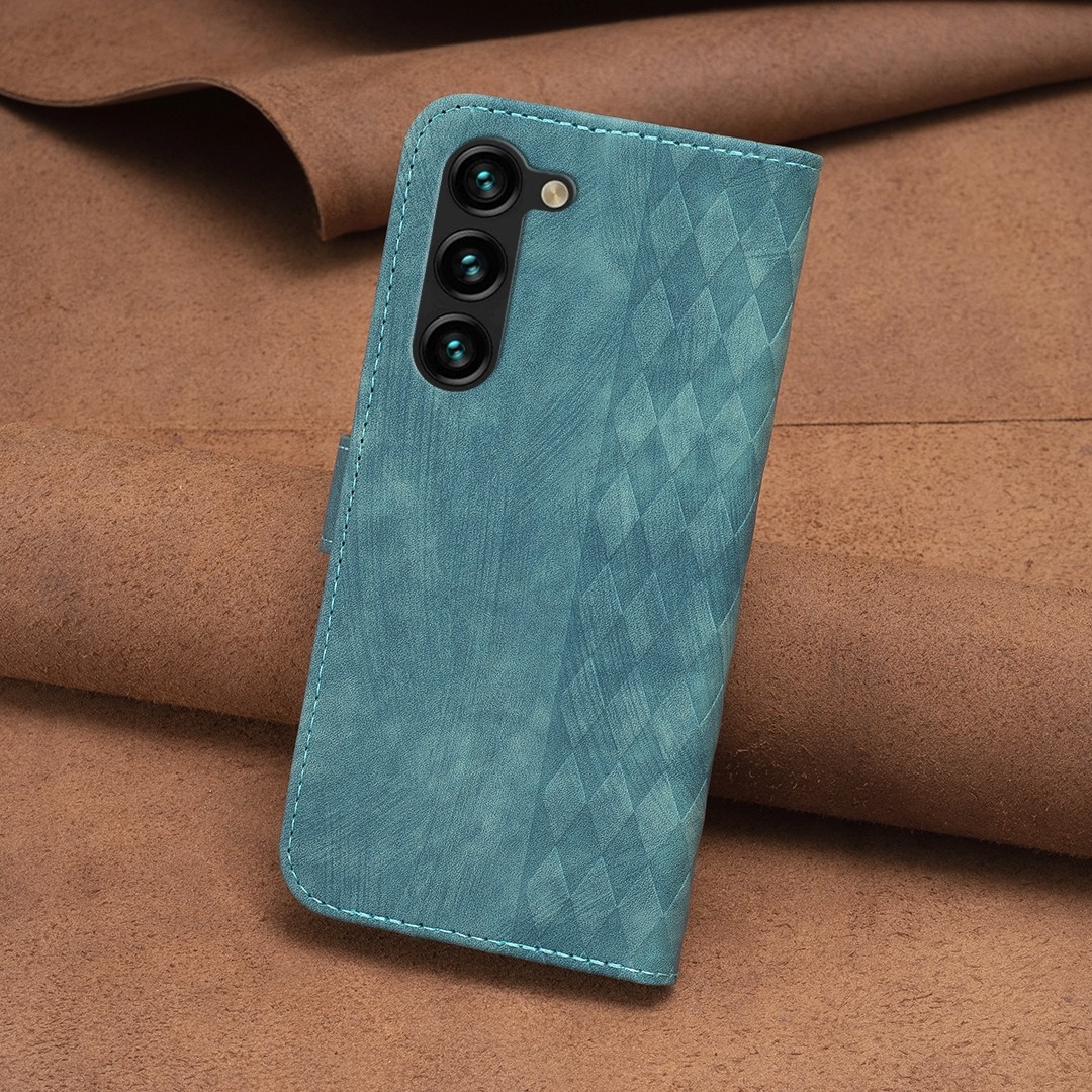 Tel1 Samsung Galaxy S24 5G Plaid Εmbossed Θήκη Βιβλίο - Green