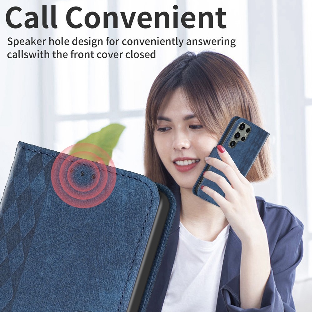 Tel1 Samsung Galaxy S24 Ultra 5G Plaid Εmbossed Θήκη Βιβλίο - Blue