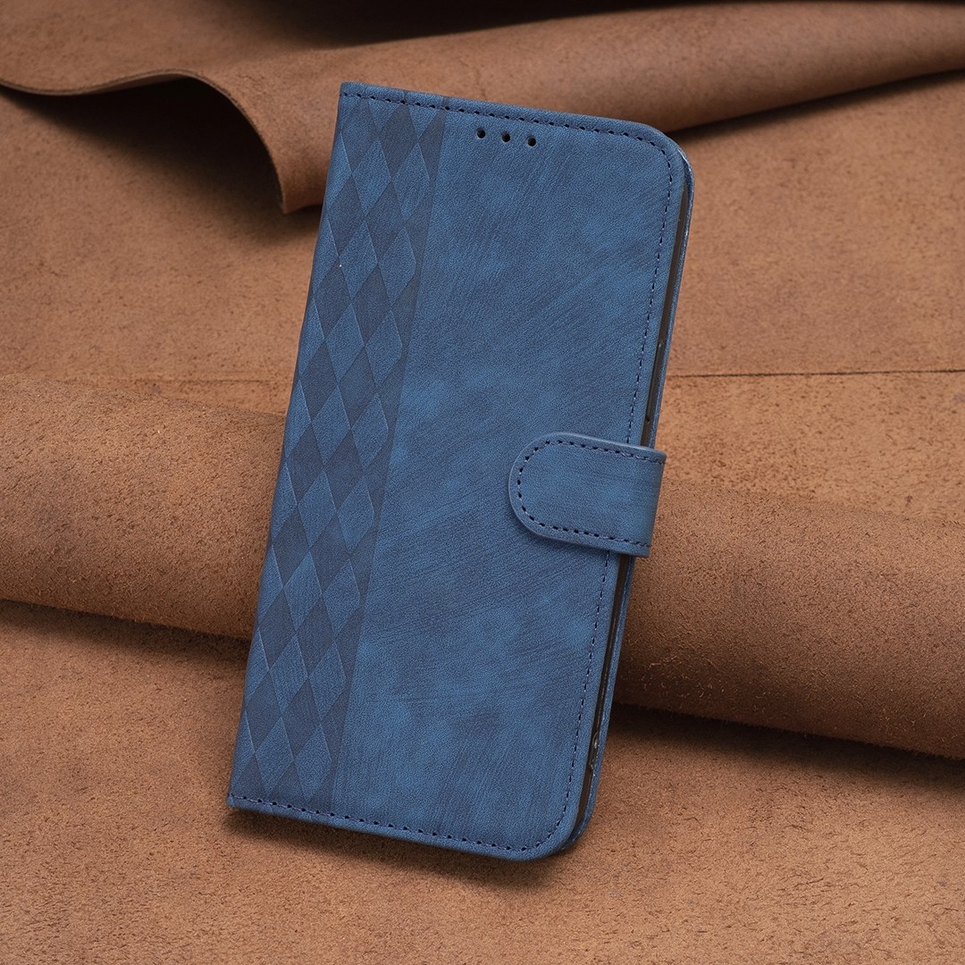 Tel1 Samsung Galaxy S24 Ultra 5G Plaid Εmbossed Θήκη Βιβλίο - Blue