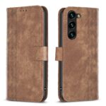 Tel1 Samsung Galaxy S24 Plus 5G Plaid Εmbossed Θήκη Βιβλίο - Brown