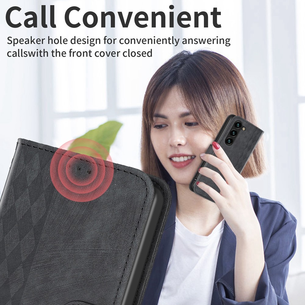 Tel1 Samsung Galaxy S24 Plus 5G Plaid Εmbossed Θήκη Βιβλίο - Black