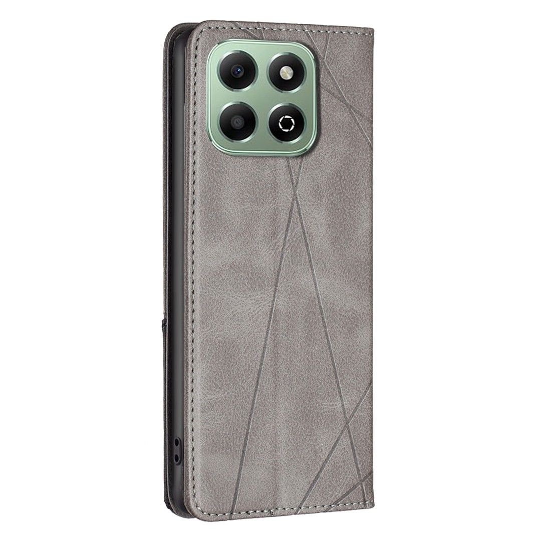 Tel1 Honor X6b Rhombus Texture Magnetic Θήκη Βιβλίο - Grey