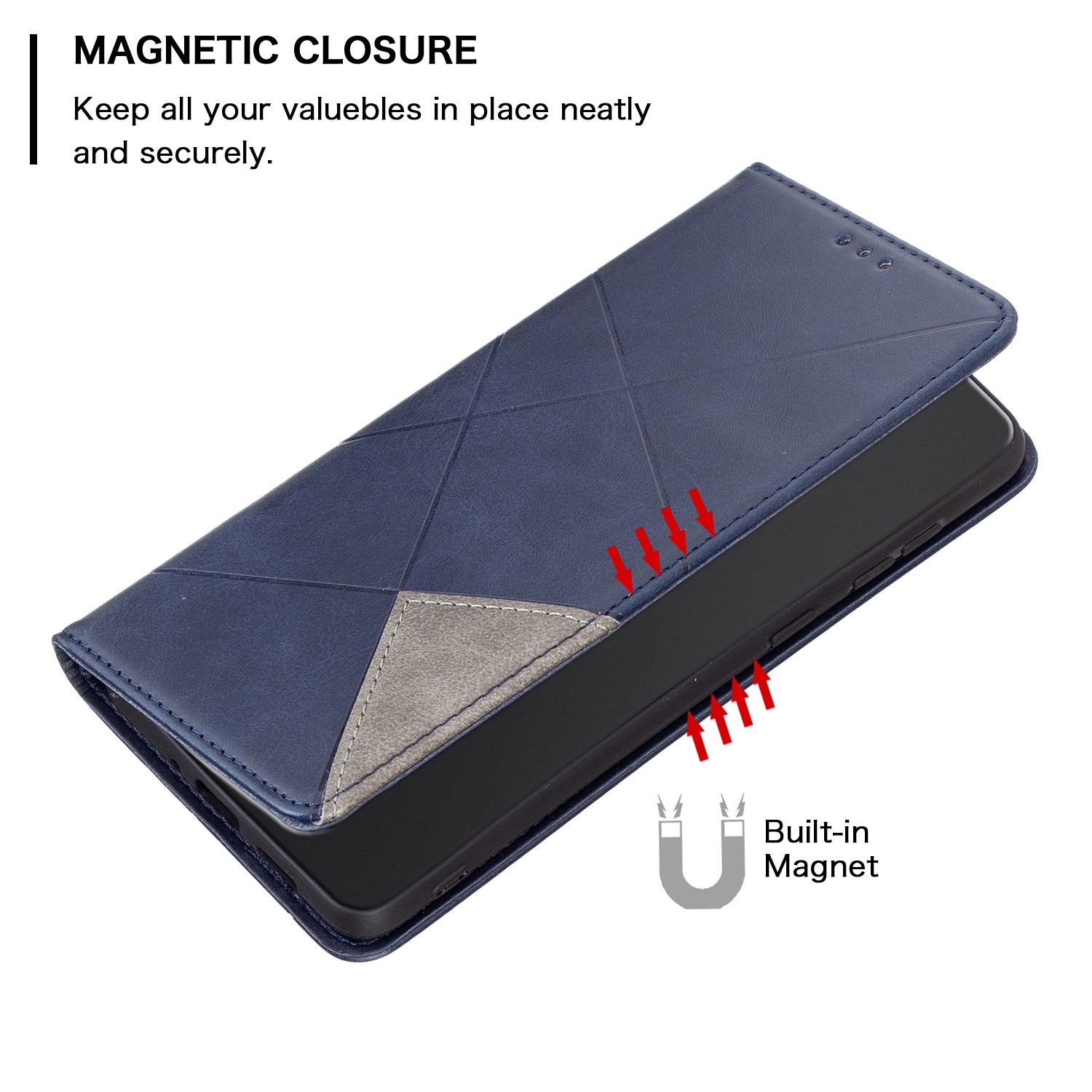 Tel1 Honor X6b Rhombus Texture Magnetic Θήκη Βιβλίο - Blue