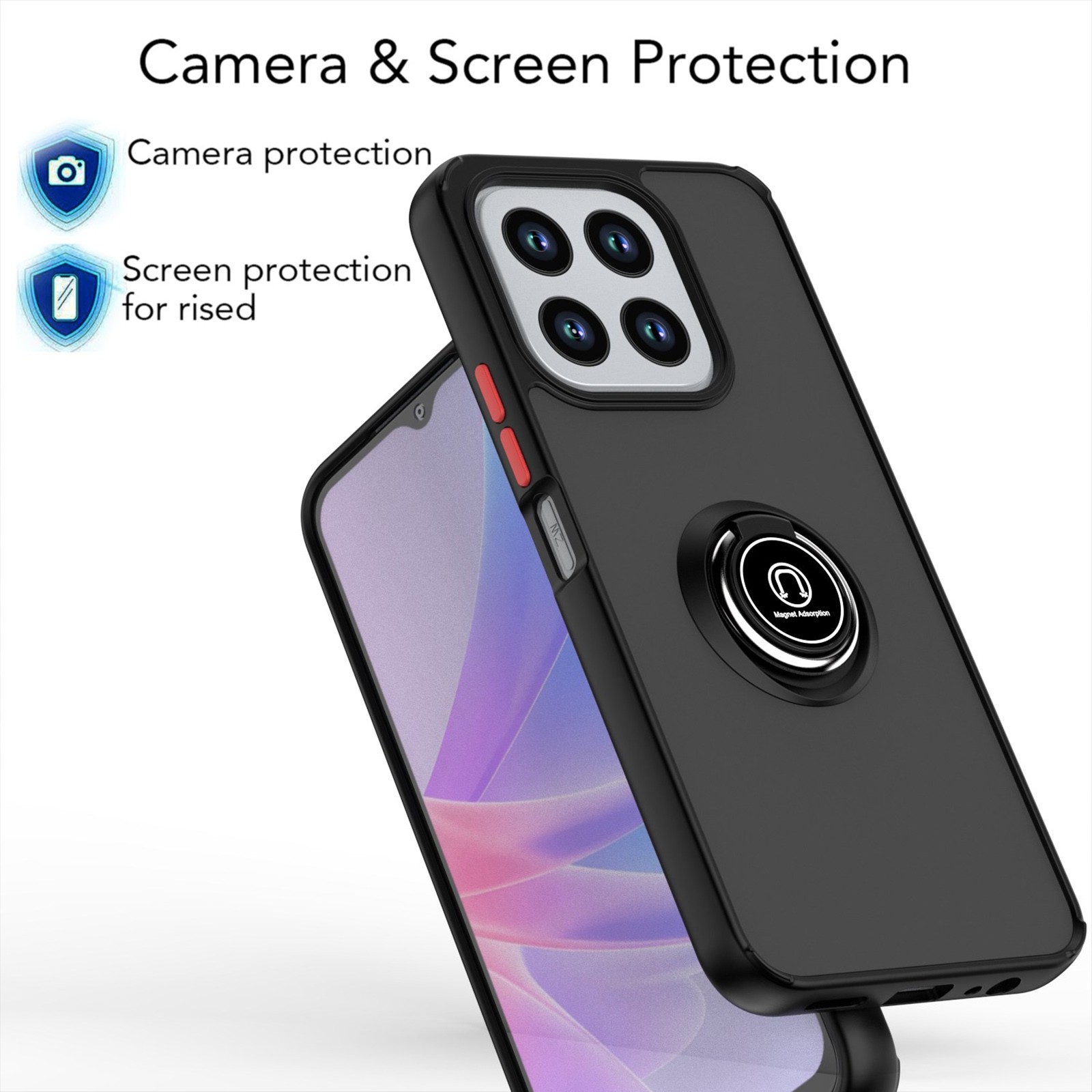 Forcell Honor X6b Q Shadow Ring Holder Θήκη Σιλικόνης - Tinted Black