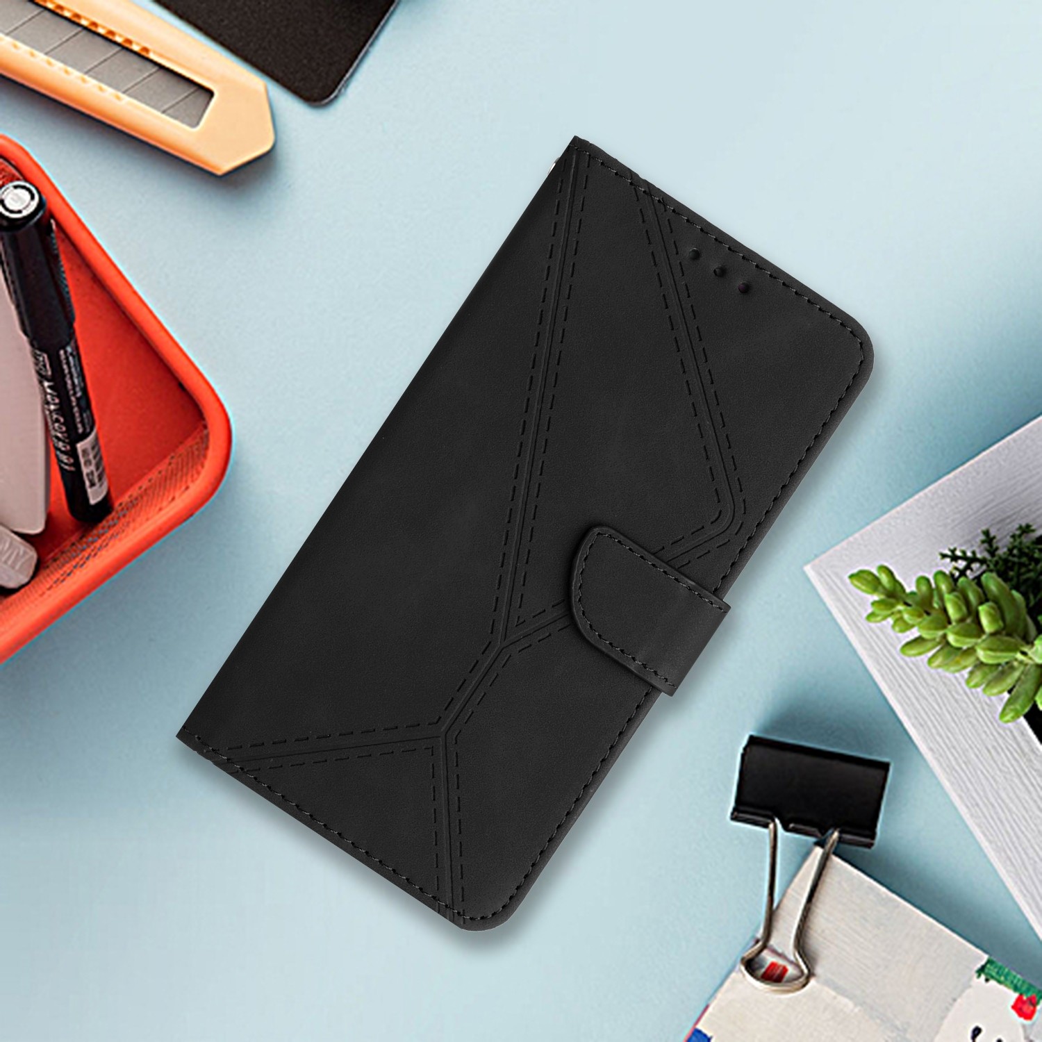 Tel1 Honor X6b Stitching Embossed Θήκη Βιβλίο - Black