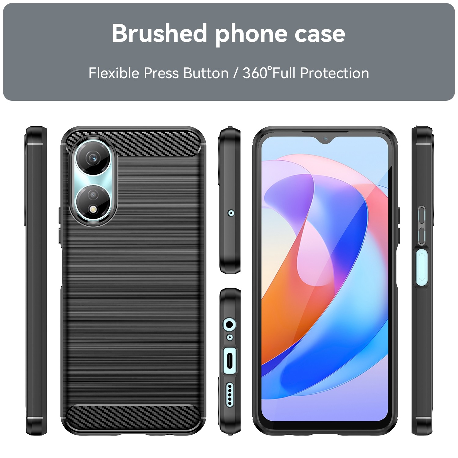 Forcell Honor X7Β 4G / X7B 5G / Honor 90 Carbon Fiber Θήκη Σιλικόνης - Black