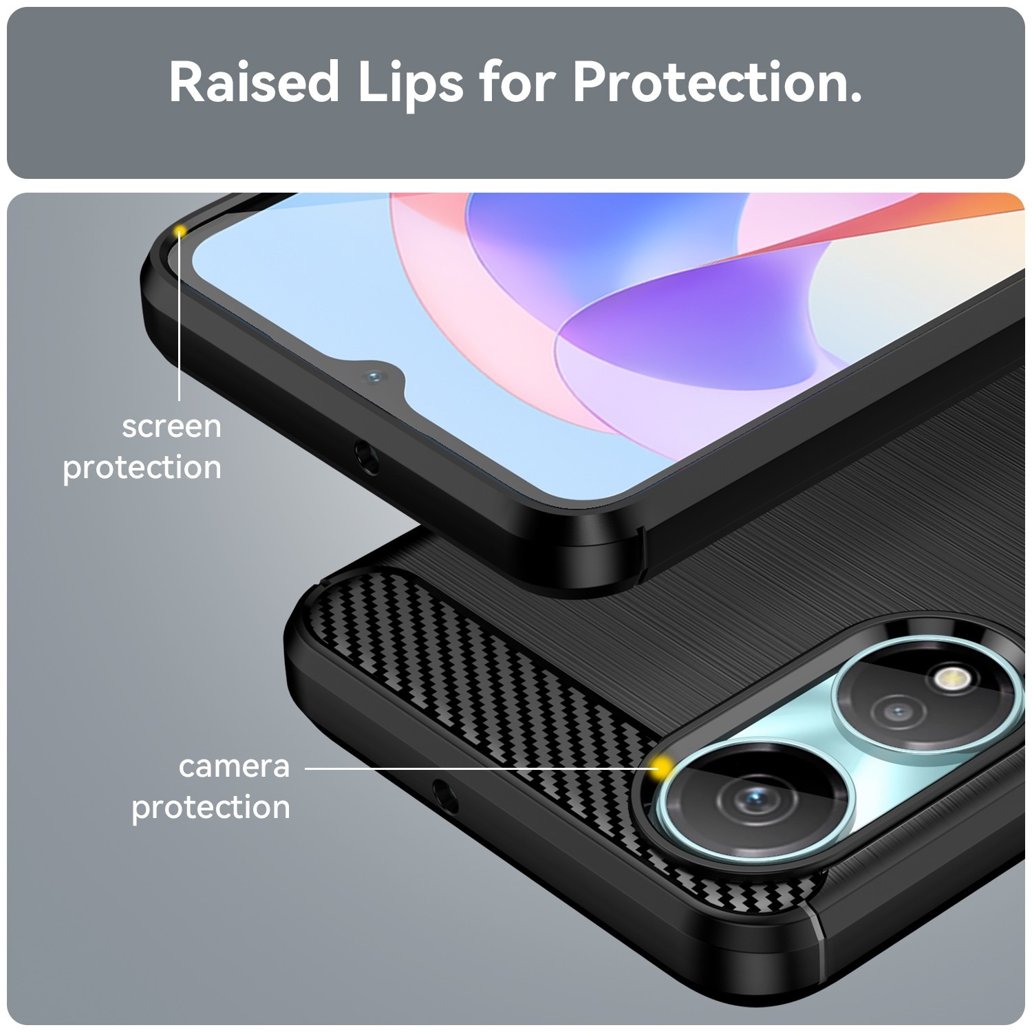 Forcell Honor X7Β 4G / X7B 5G / Honor 90 Carbon Fiber Θήκη Σιλικόνης - Black