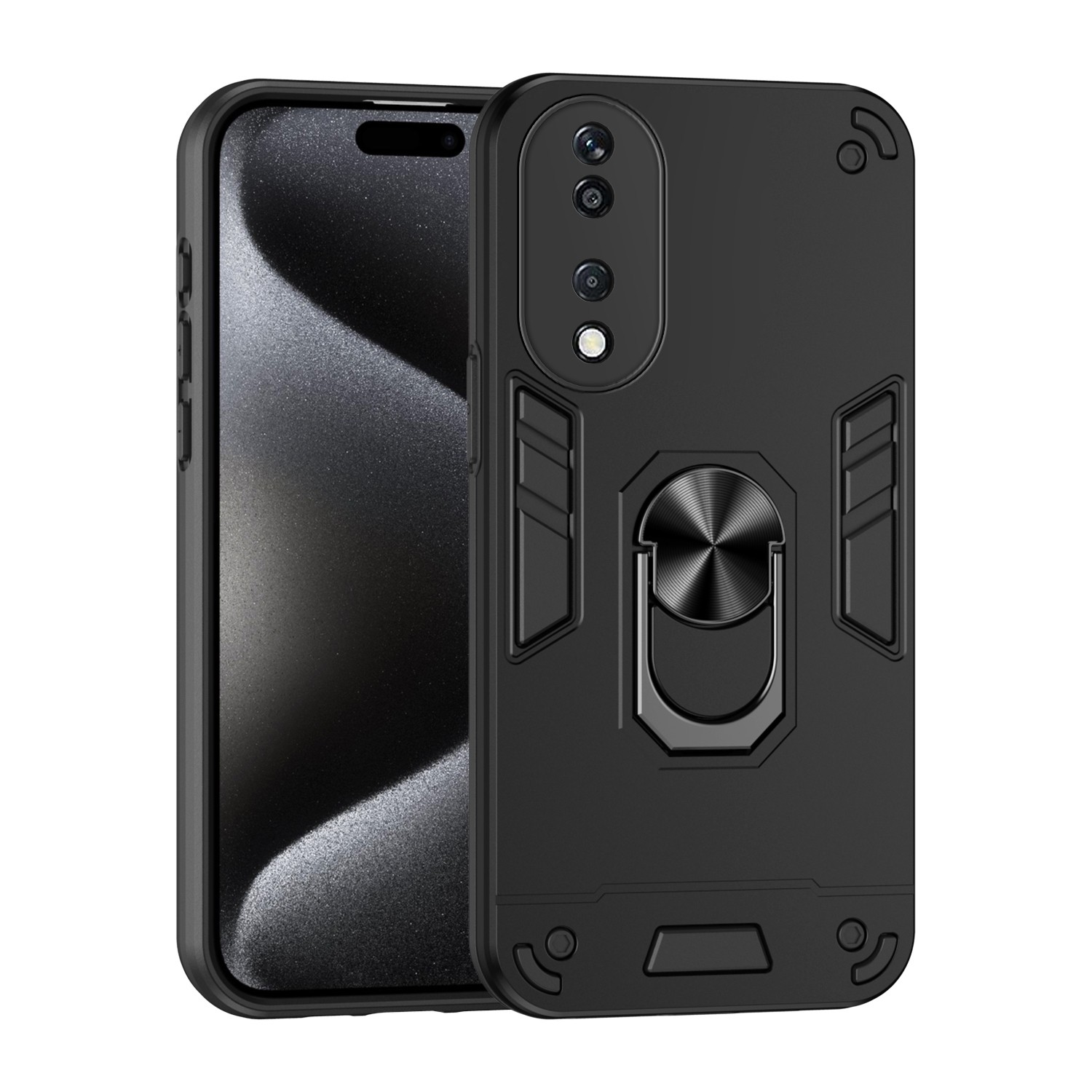 Forcell Honor X7Β 4G / X7B 5G / Honor 90 Metal Ring Holder Θήκη Σκληρή - Black