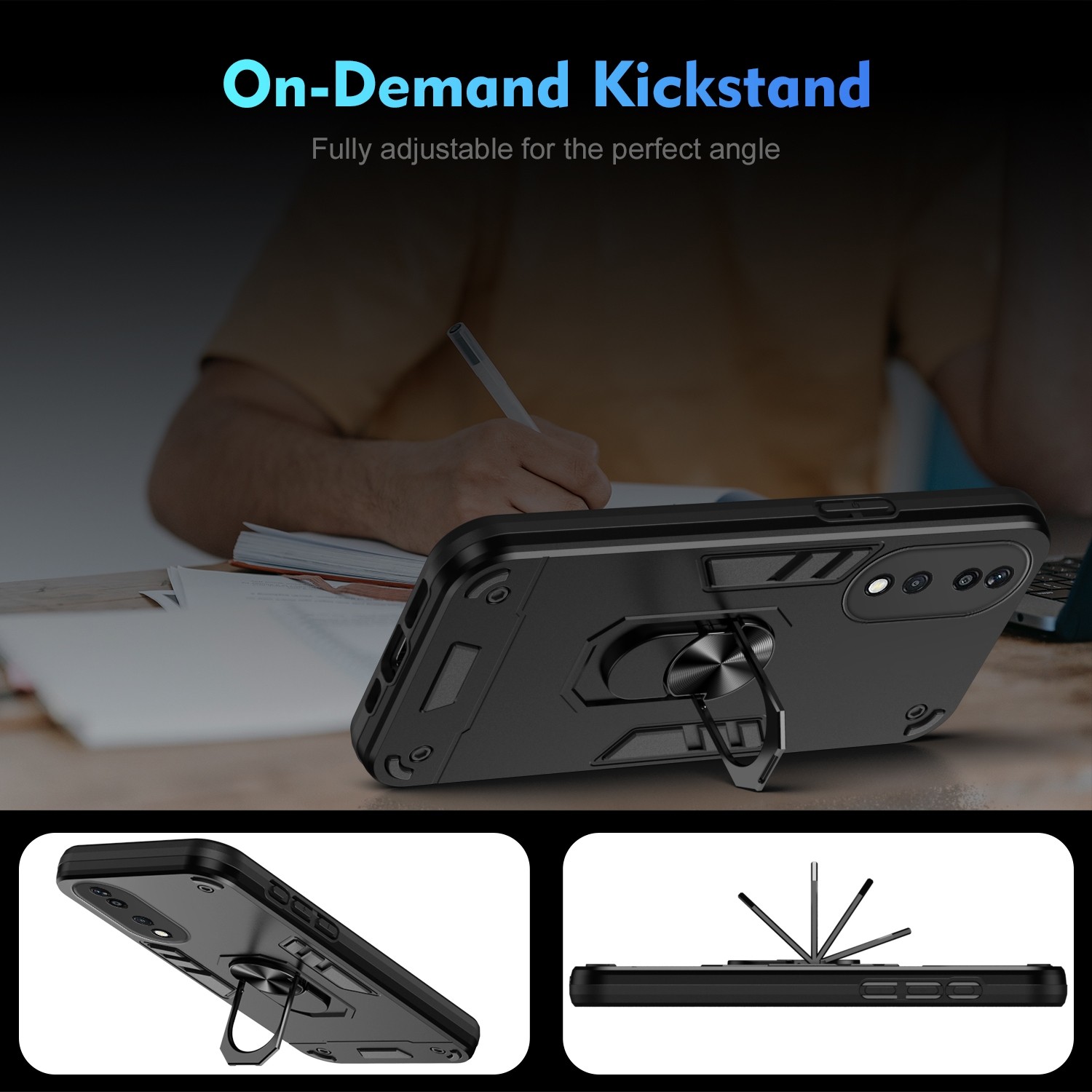 Forcell Honor X7Β 4G / X7B 5G / Honor 90 Metal Ring Holder Θήκη Σκληρή - Black