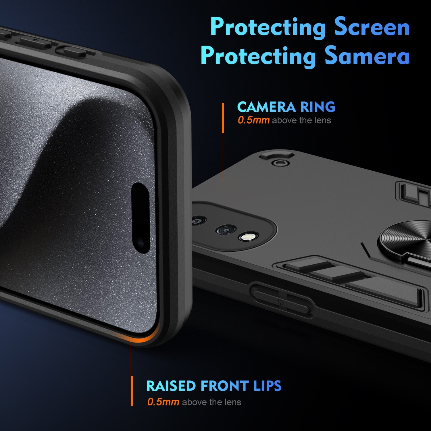 Forcell Honor X7Β 4G / X7B 5G / Honor 90 Metal Ring Holder Θήκη Σκληρή - Black