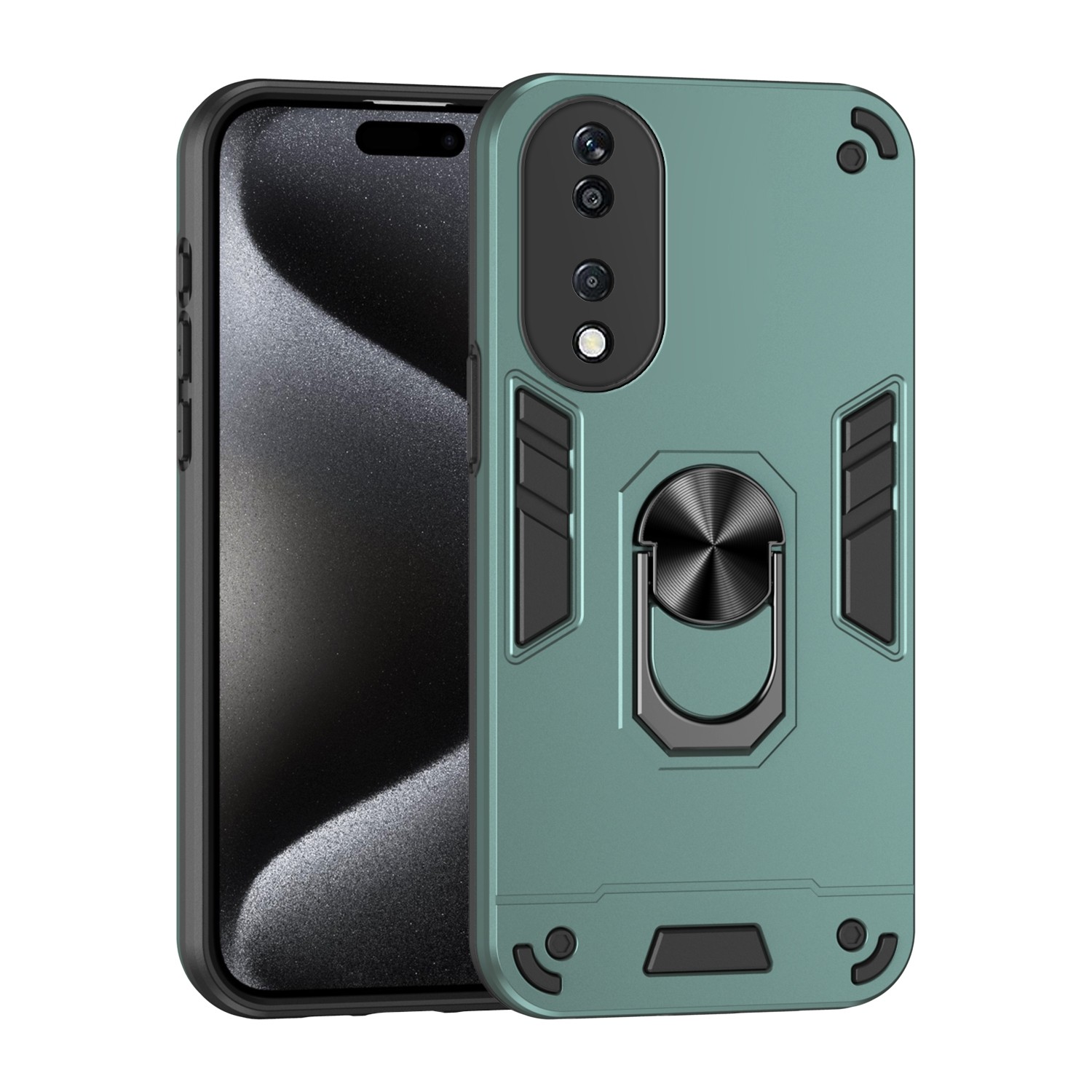 Forcell Honor X7Β 4G / X7B 5G / Honor 90 Metal Ring Holder Θήκη Σκληρή - Green