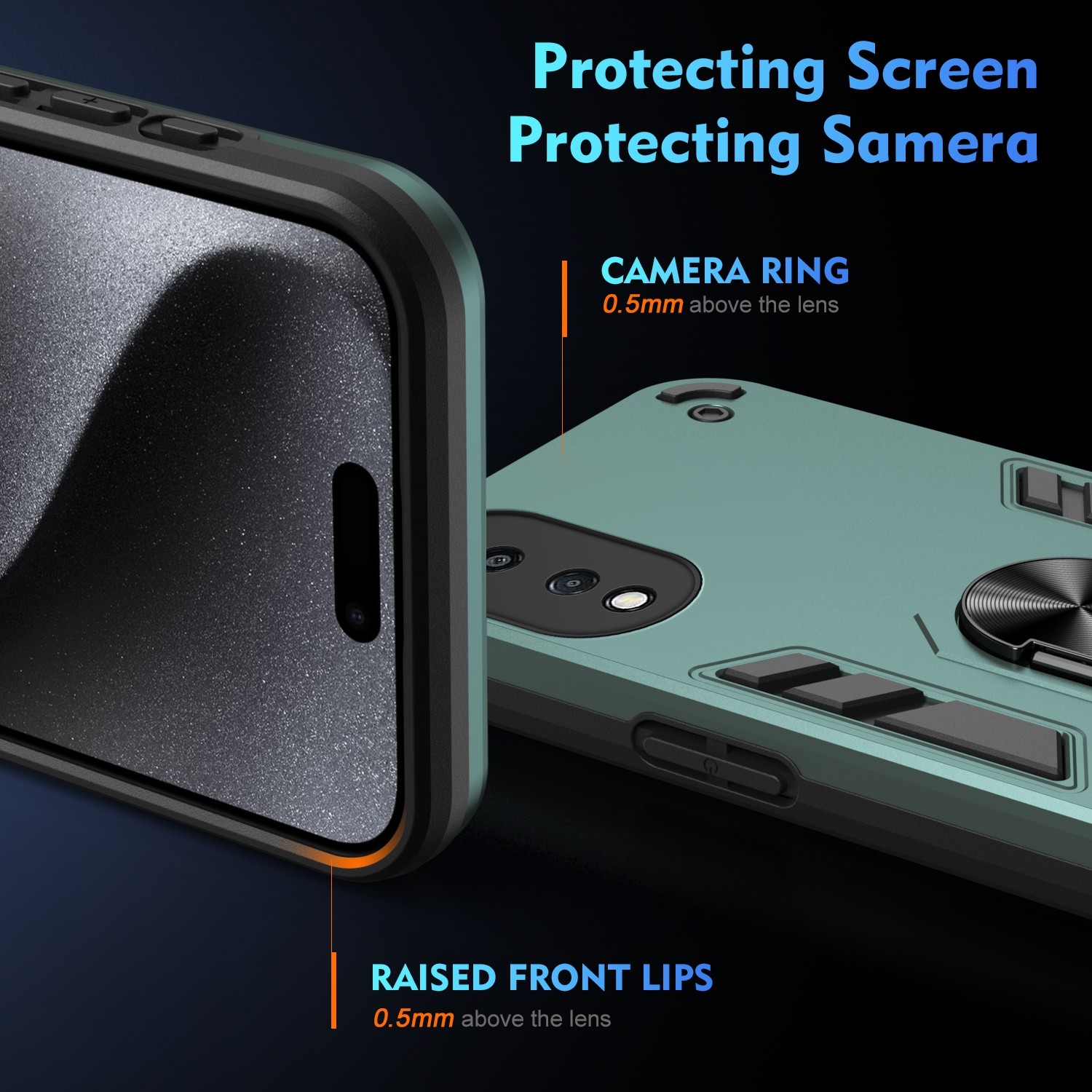Forcell Honor X7Β 4G / X7B 5G / Honor 90 Metal Ring Holder Θήκη Σκληρή - Green