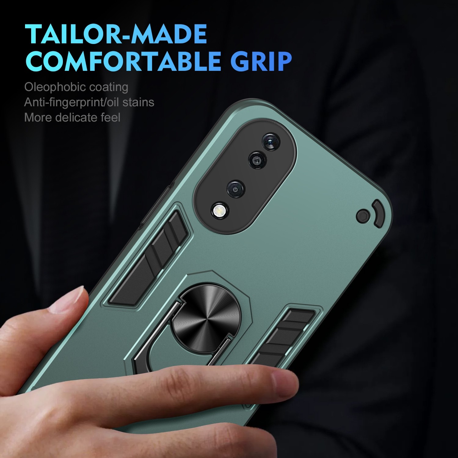 Forcell Honor X7Β 4G / X7B 5G / Honor 90 Metal Ring Holder Θήκη Σκληρή - Green