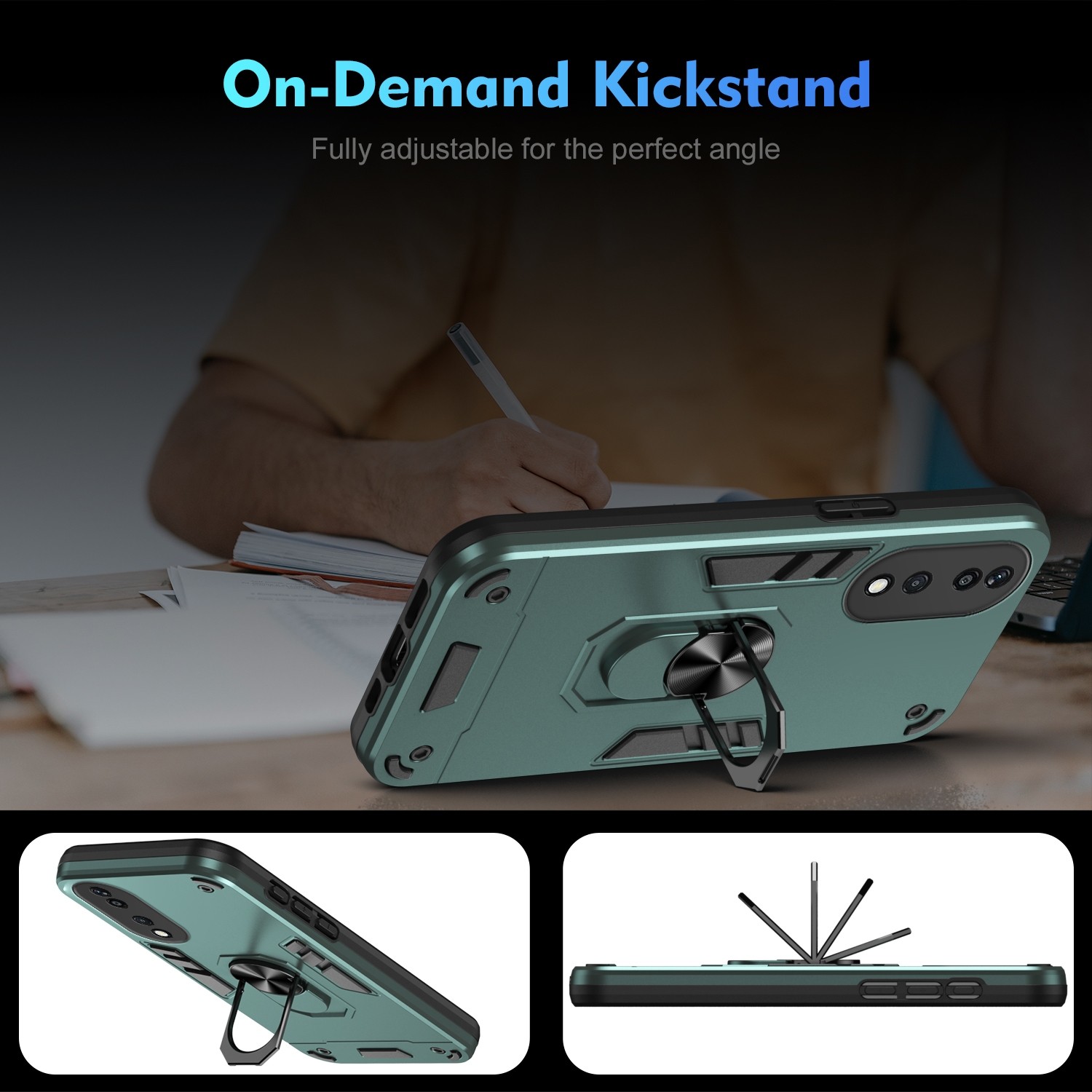 Forcell Honor X7Β 4G / X7B 5G / Honor 90 Metal Ring Holder Θήκη Σκληρή - Green