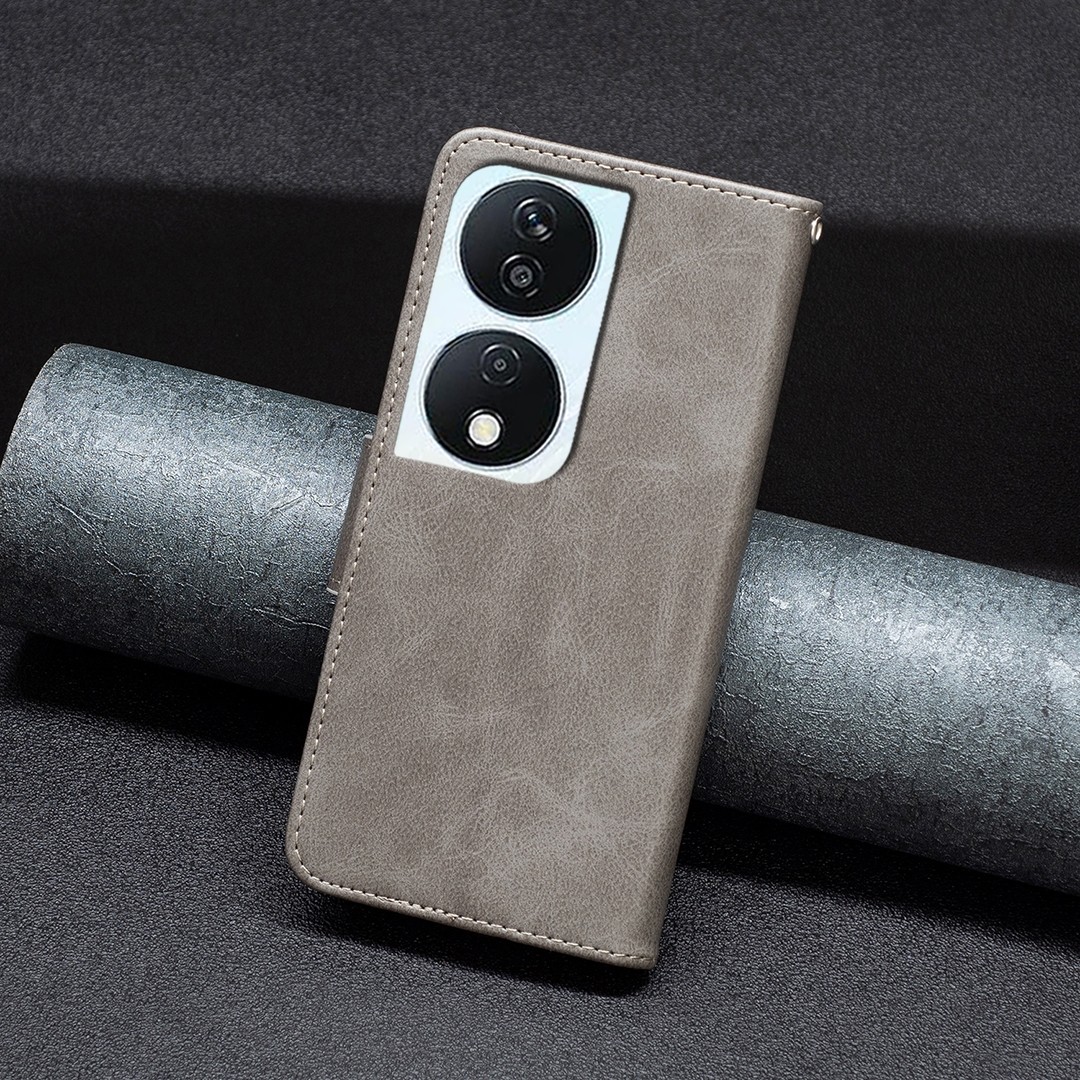 Tel1 Honor X7Β 4G / X7B 5G / Honor 90 Retro Lambskin Pure Color Θήκη Βιβλίο - Grey