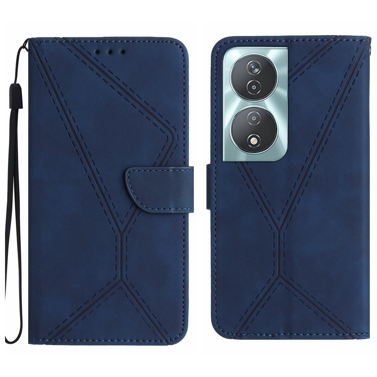 Tel1 Honor X7Β 4G / X7B 5G / Honor 90 Stitching Embossed Θήκη Βιβλίο - Blue