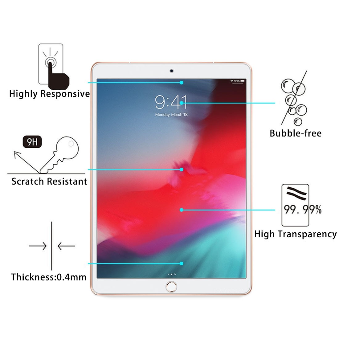 iPad Air 2019 / iPad Pro 2017 10.5" Προστατευτικό Τζαμάκι 9H Surface Hardness Explosion-proof Tempered Glass Film