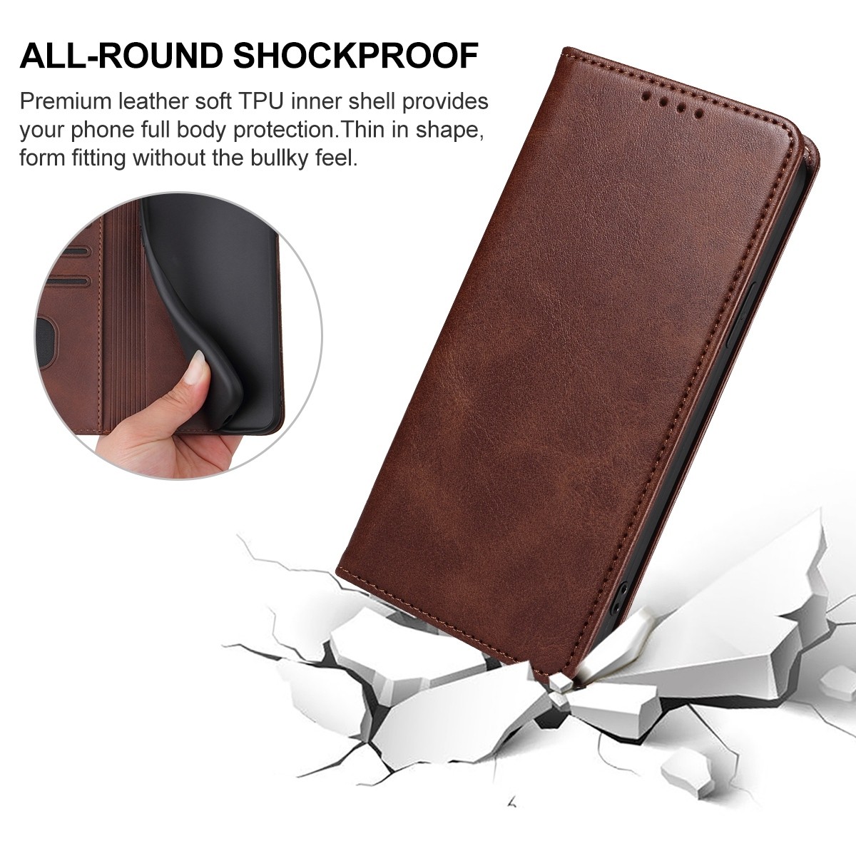 Tel1 TCL 505 Magnetic Closure Θήκη Βιβλίο - Brown
