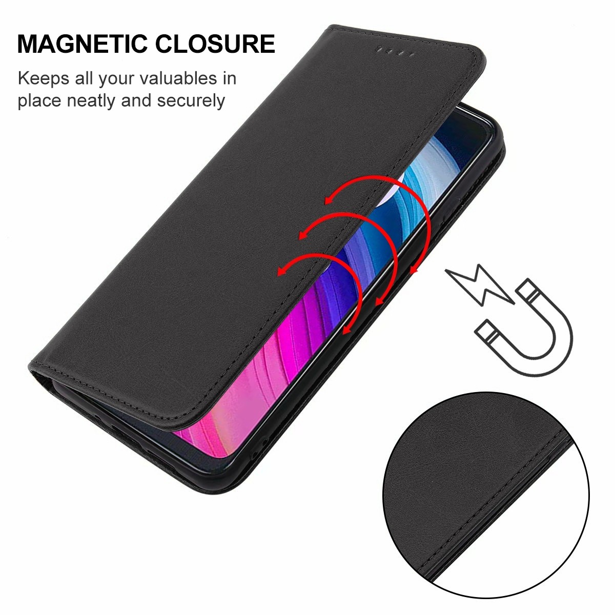 Tel1 TCL 505 Magnetic Closure Θήκη Βιβλίο - Black