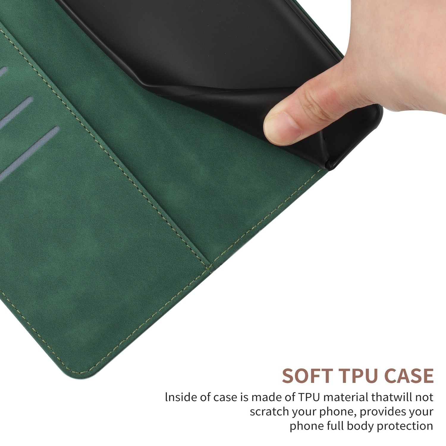 Tel1 TCL 505 Stitching Embossed Θήκη Βιβλίο - Green