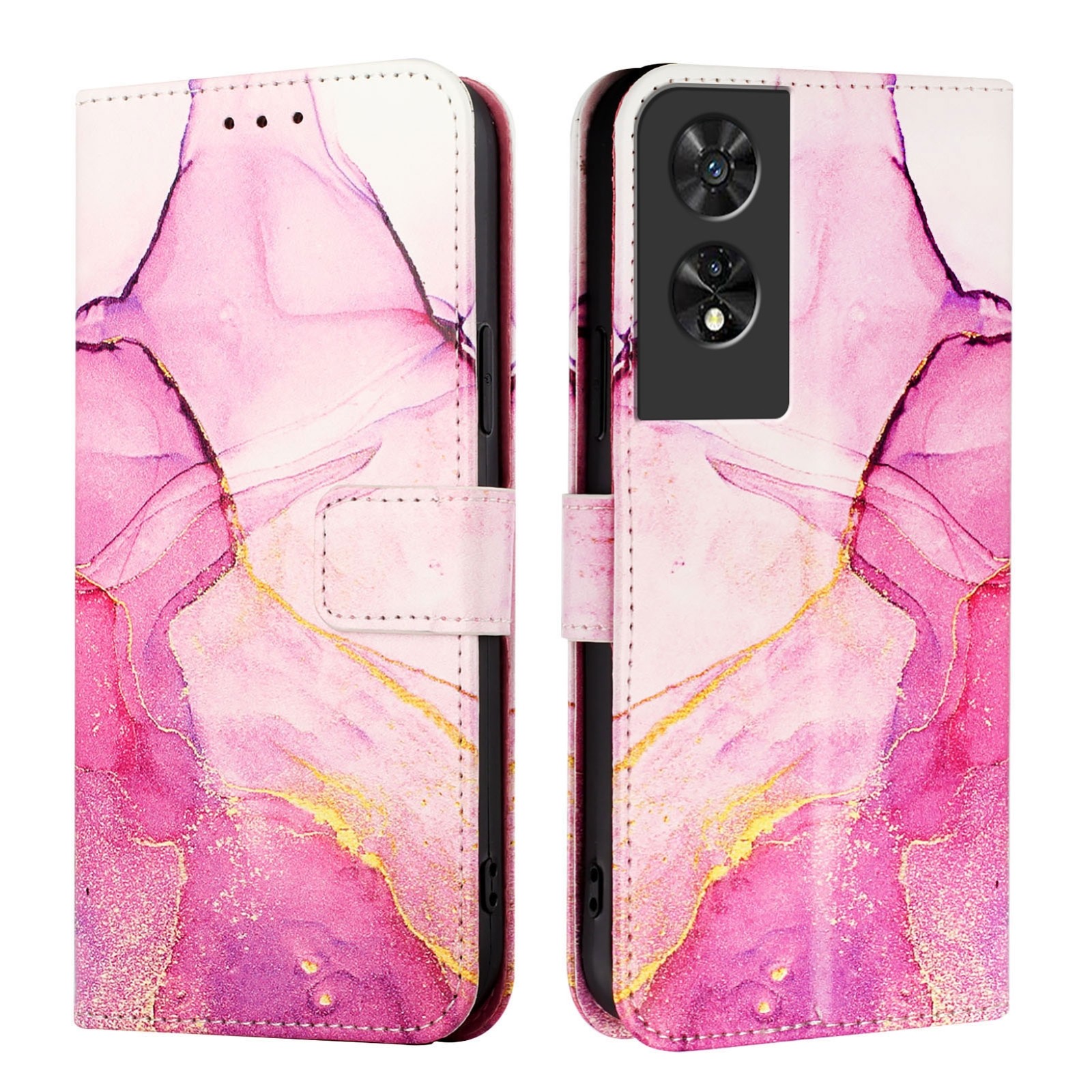 Tel1 TCL 505 Marble Pattern Θήκη Βιβλίο - Pink