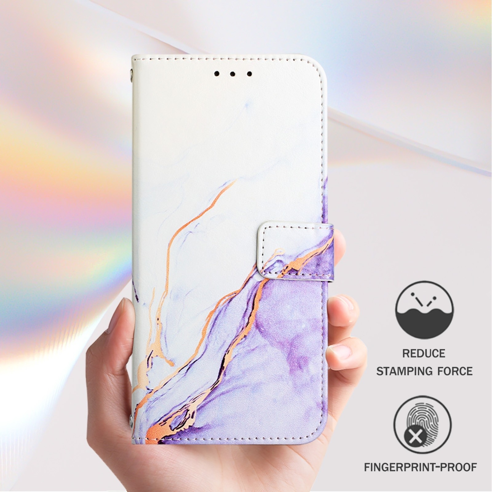 Tel1 TCL 505 Marble Pattern Θήκη Βιβλίο - Purple