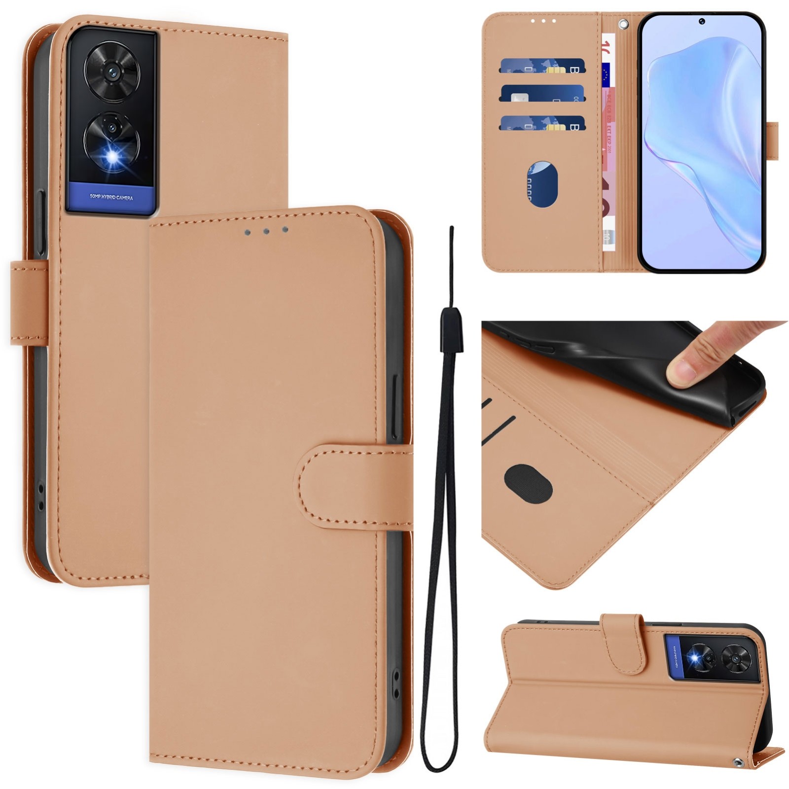 Tel1 TCL 505 Skin Feel Solid Color Θήκη Βιβλίο - Powder Pink