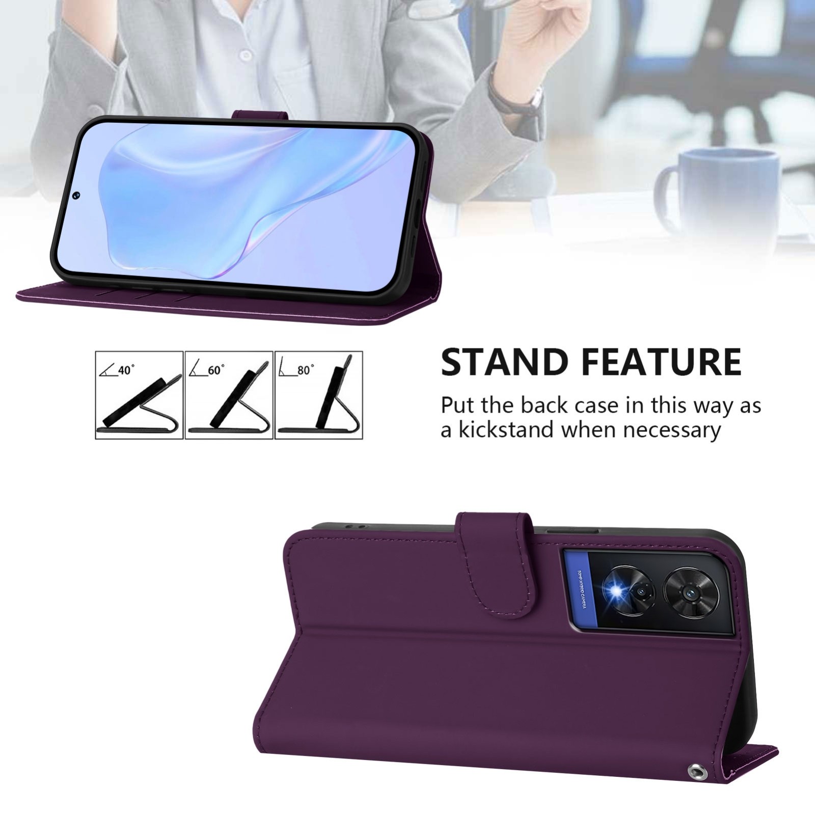 Tel1 TCL 505 Skin Feel Solid Color Θήκη Βιβλίο - Violet
