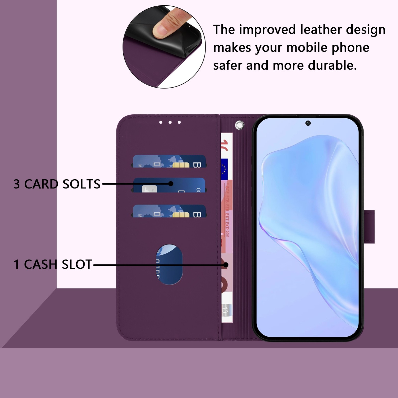 Tel1 TCL 505 Skin Feel Solid Color Θήκη Βιβλίο - Violet