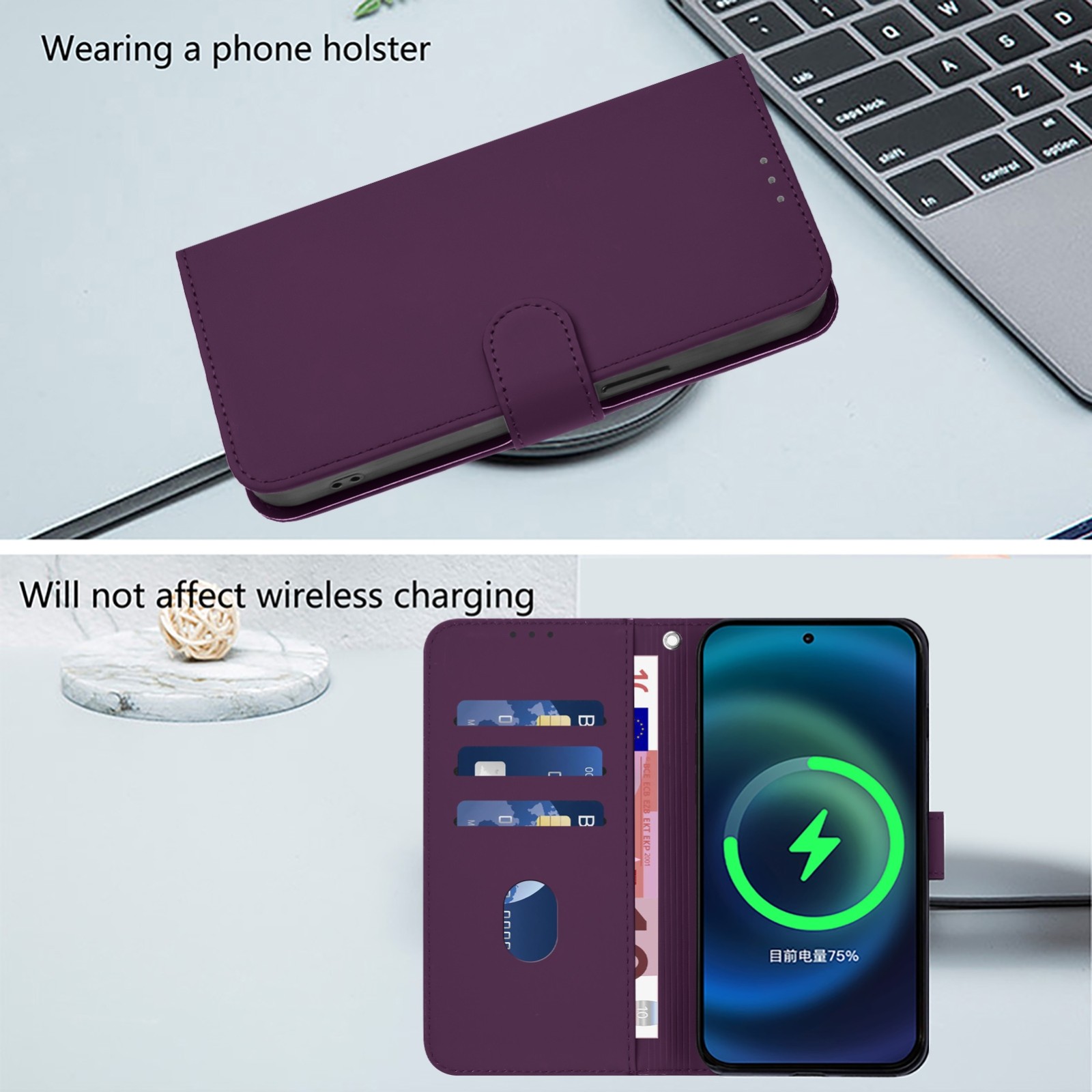 Tel1 TCL 505 Skin Feel Solid Color Θήκη Βιβλίο - Violet