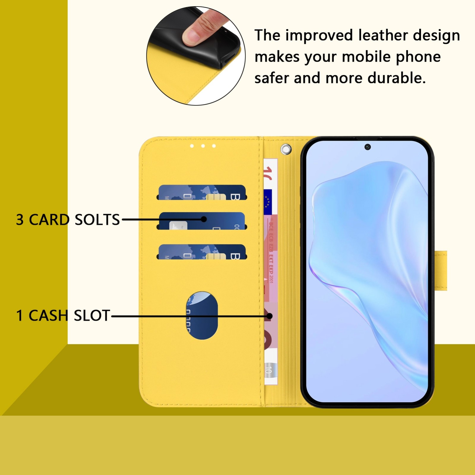 Tel1 TCL 505 Skin Feel Solid Color Θήκη Βιβλίο - Yellow
