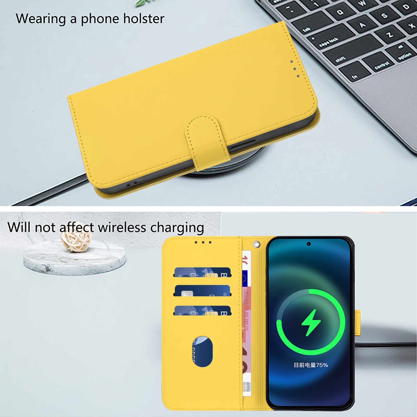 Tel1 TCL 505 Skin Feel Solid Color Θήκη Βιβλίο - Yellow