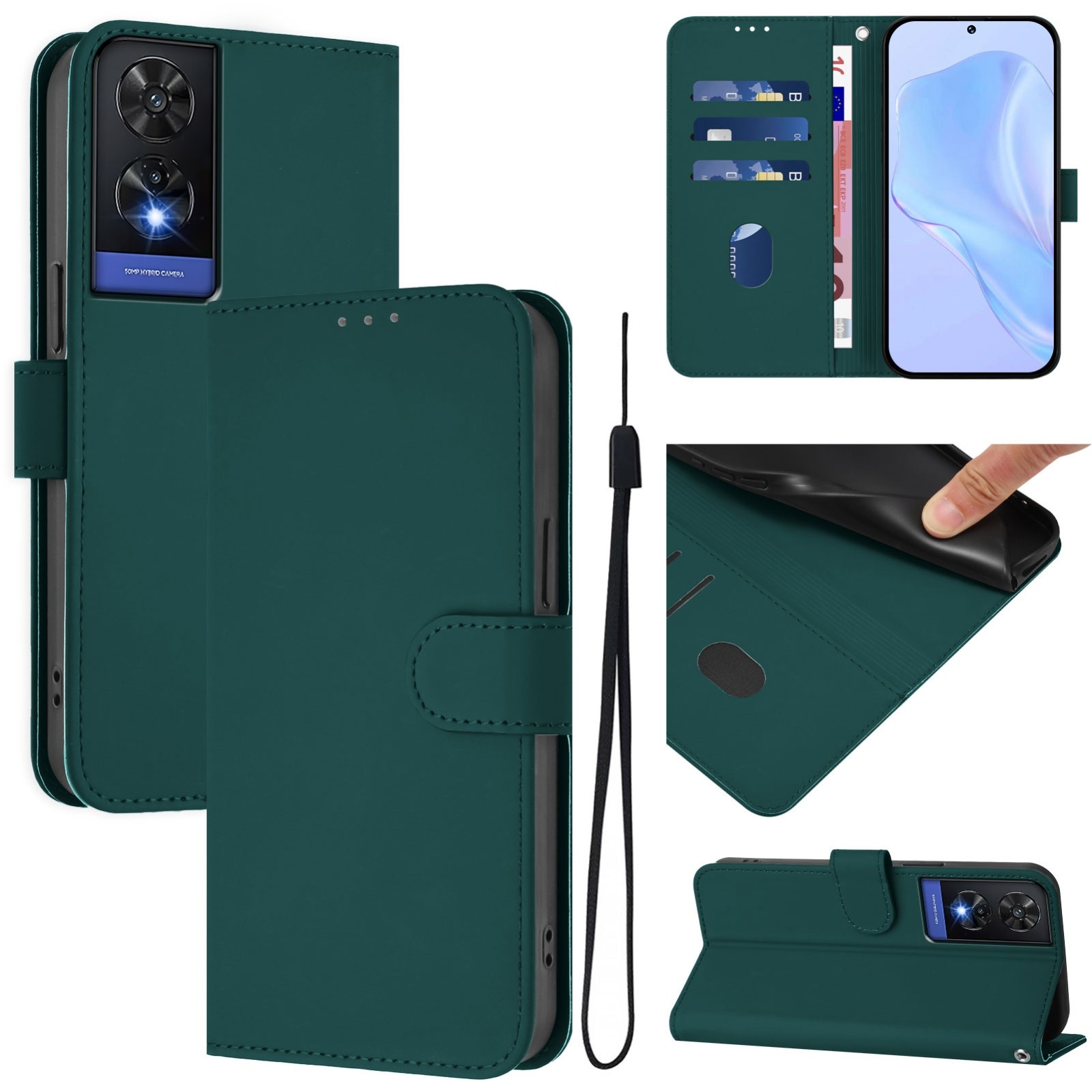Tel1 TCL 505 Skin Feel Solid Color Θήκη Βιβλίο - Green