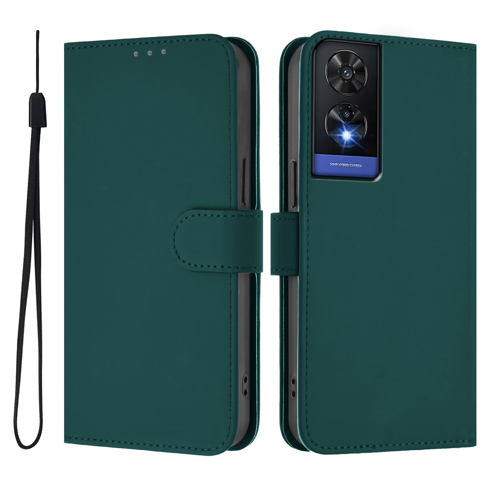 Tel1 TCL 505 Skin Feel Solid Color Θήκη Βιβλίο - Green